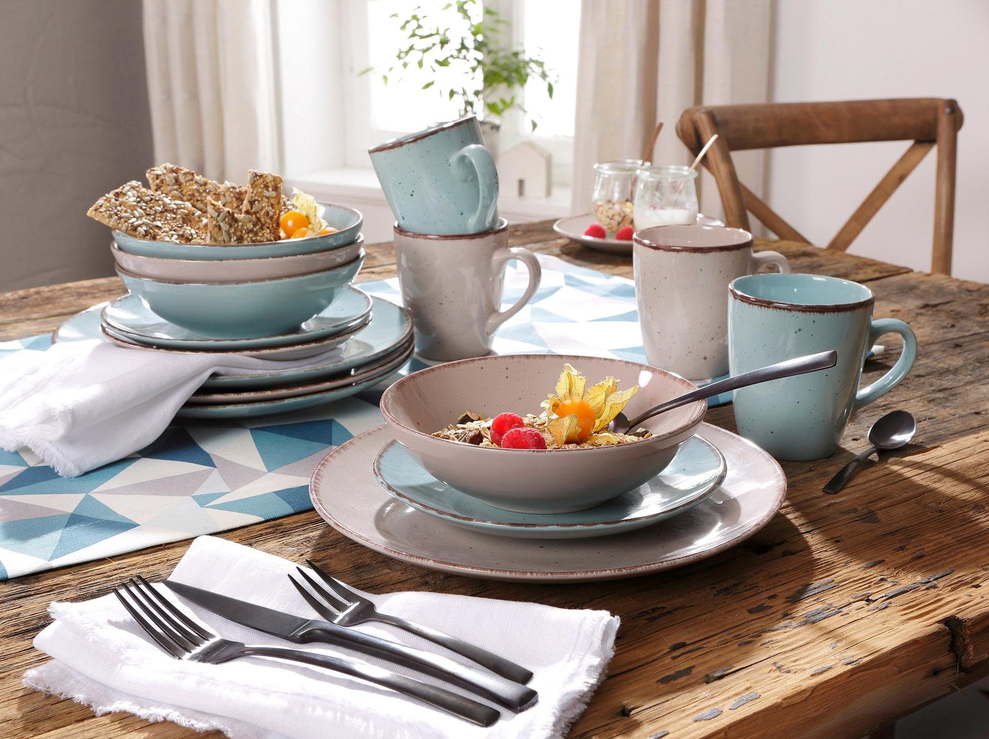 ARTE VIVA Kombiservice Geschirr-Set, Service Puro (16-tlg), 4 Personen, Steinzeug, vom Sternekoch Thomas Wohlfarter empfohlen, 16 Teile, für 4 Personen