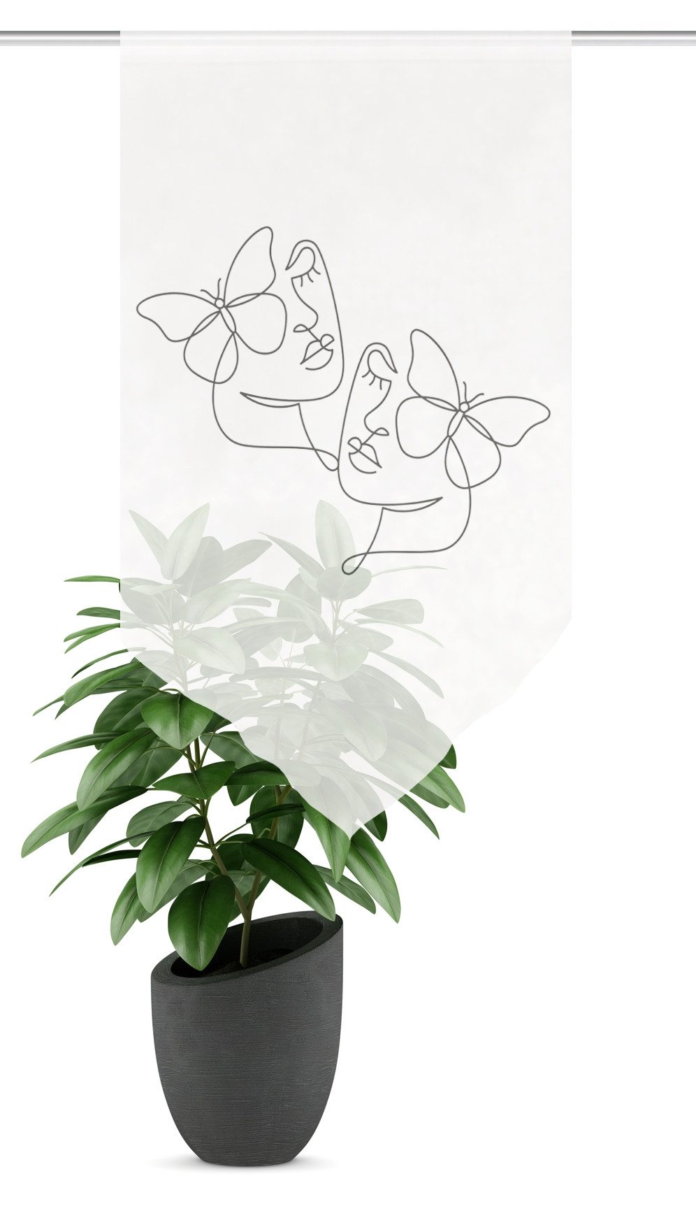 HOME WOHNIDEEN Scheibengardine SYLIA (1 St), Stangendurchzug, halbtransparent, Voile, DIGITALBEDRUCKT, VOILE, SCHAUBE