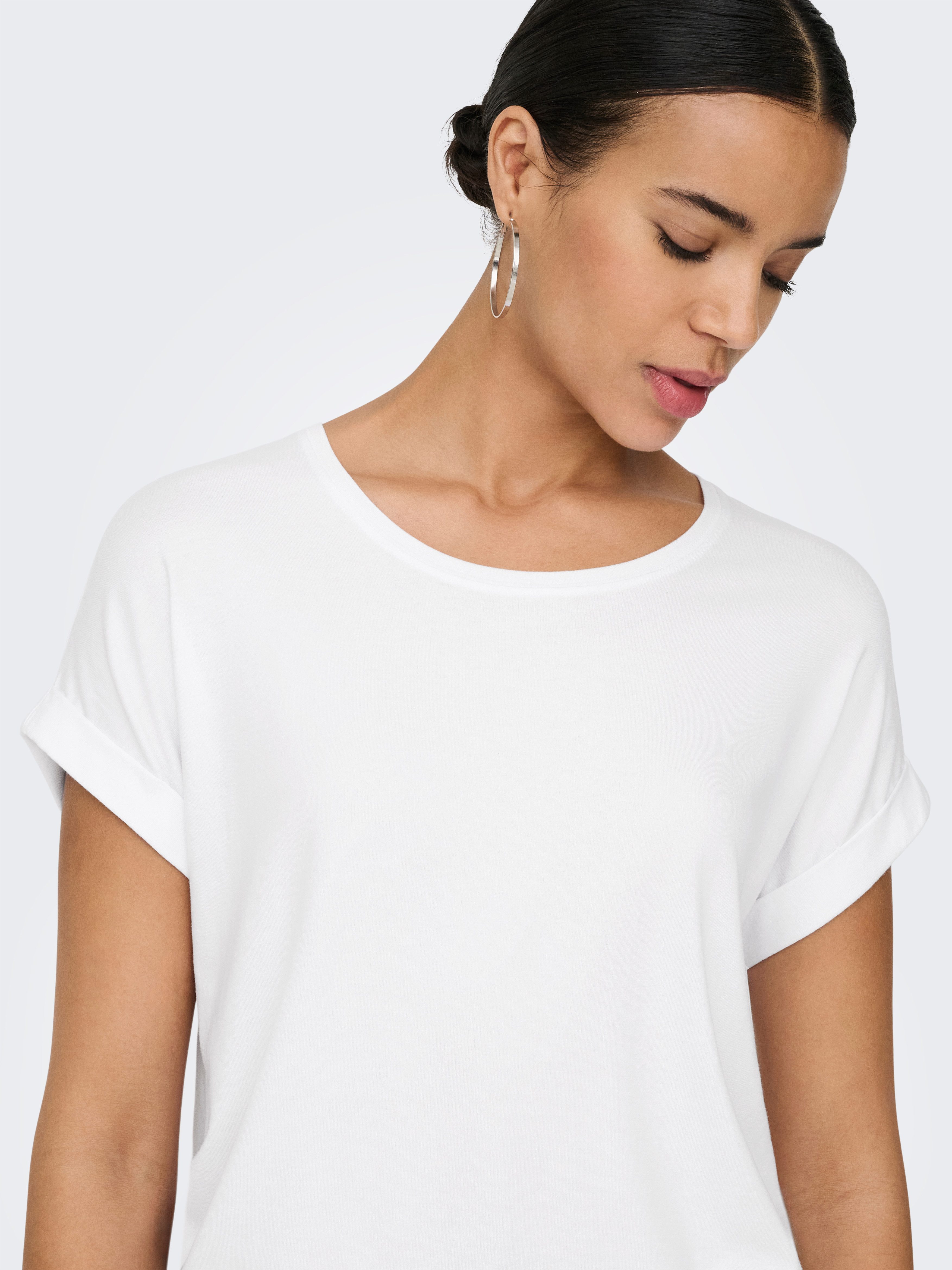 ONLY T-Shirt ONLMOSTER – T-Shirt mit melierter Optik und elastischem Material meliert, casual, lässig geschnitten, Viskosemischung, Rundhals