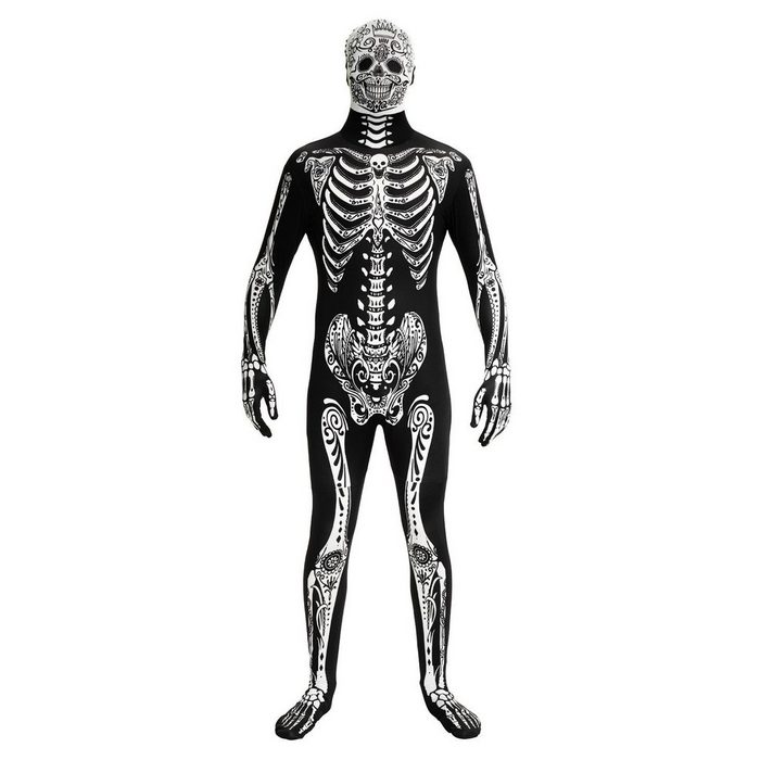 Morphsuits Kostüm Day Of The Dead Haut und Knochen: Ganzkörperanzug im Dia des los Muertos-Stil