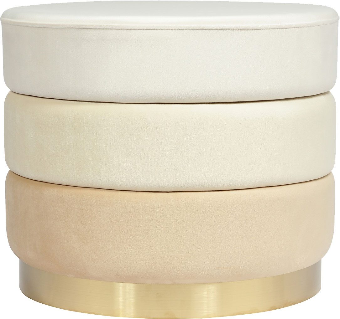 Kayoom Polsterhocker Hocker Matilda 325, Edler Touch durch goldenen Sockel (1 St), Samtbezug, farbig geschichtete Polsterung, goldener Sockel
