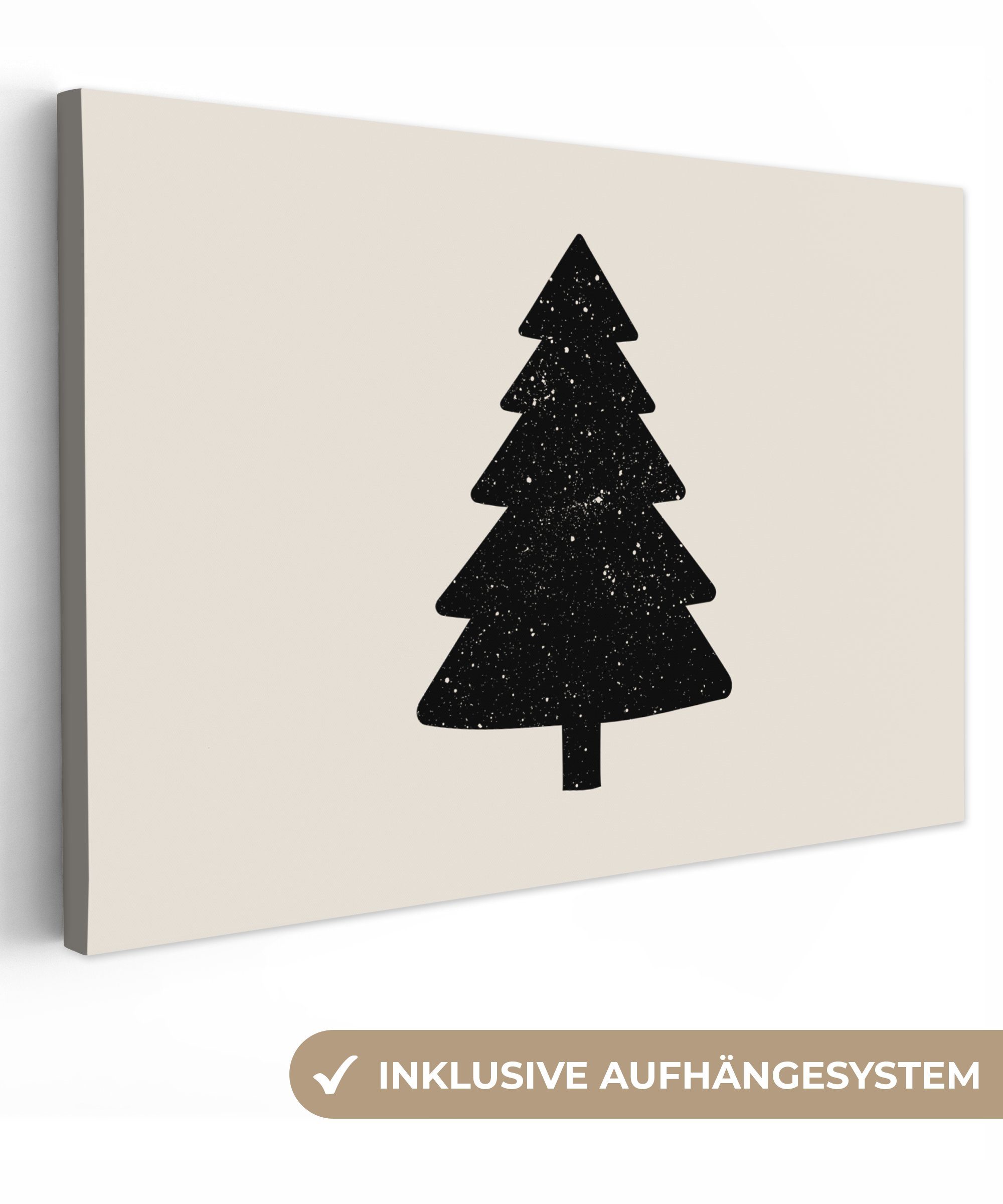 OneMillionCanvasses® Leinwandbild Weihnachtsbaum - Schwarz - Urlaub - Beige günstig online kaufen