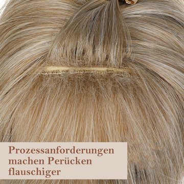 Daisred Kunsthaarperücke Weißgold mit Farbverlauf Blonde Geschichtete Synthetische Perücken, Perücken 50CM