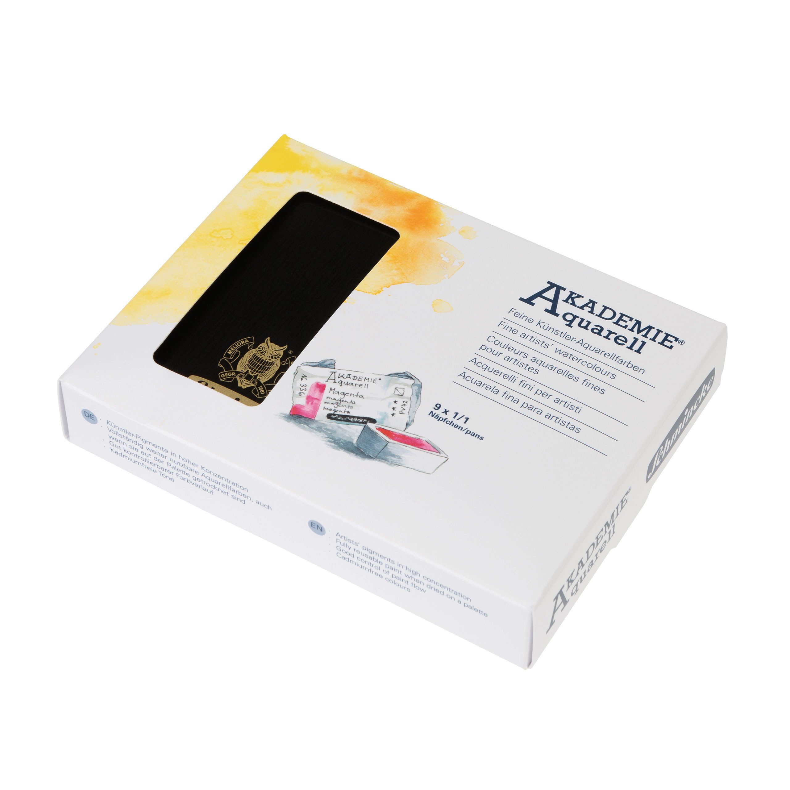 Schmincke Aquarellfarbe AKADEMIE Aquarell Metallkasten 9 x ganze Näpfchen 75 789 097