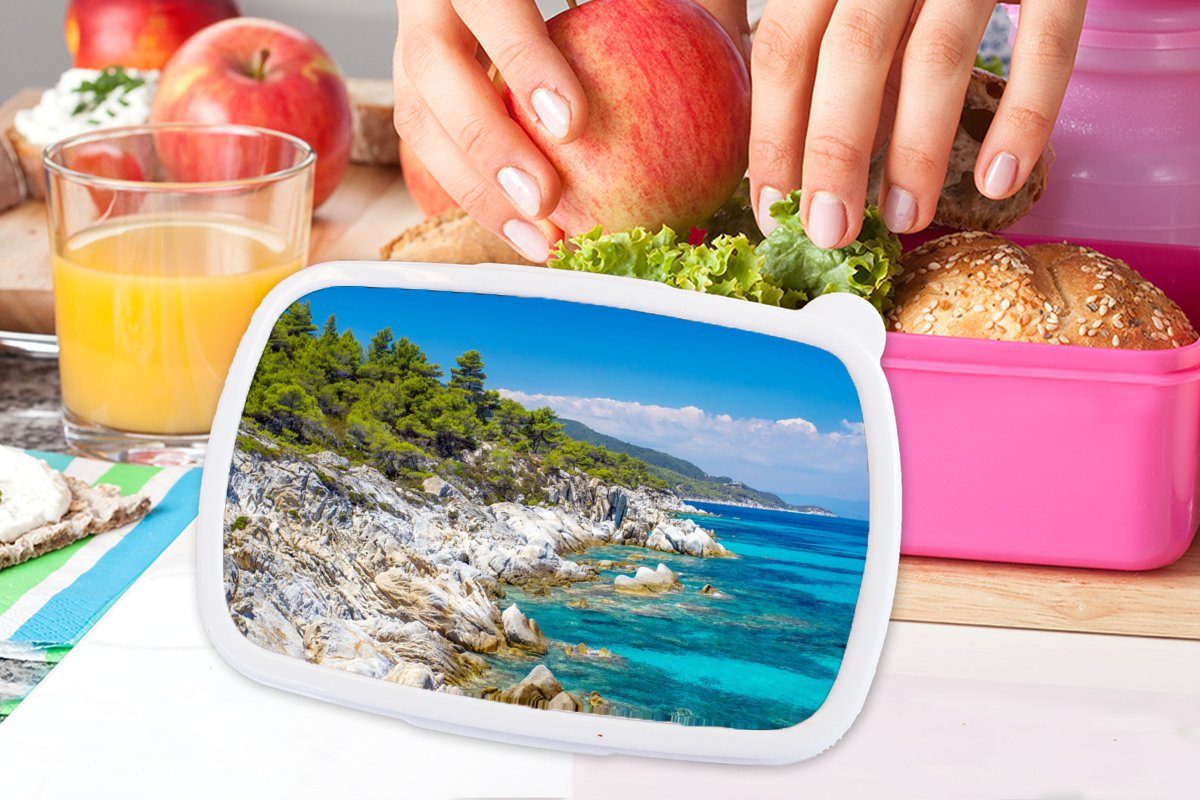 MuchoWow Lunchbox Meer - Brotbox (2-tlg), Kunststoff Tropisch, Kunststoff, Mädchen, - für Snackbox, Sommer rosa Erwachsene, Kinder, Brotdose