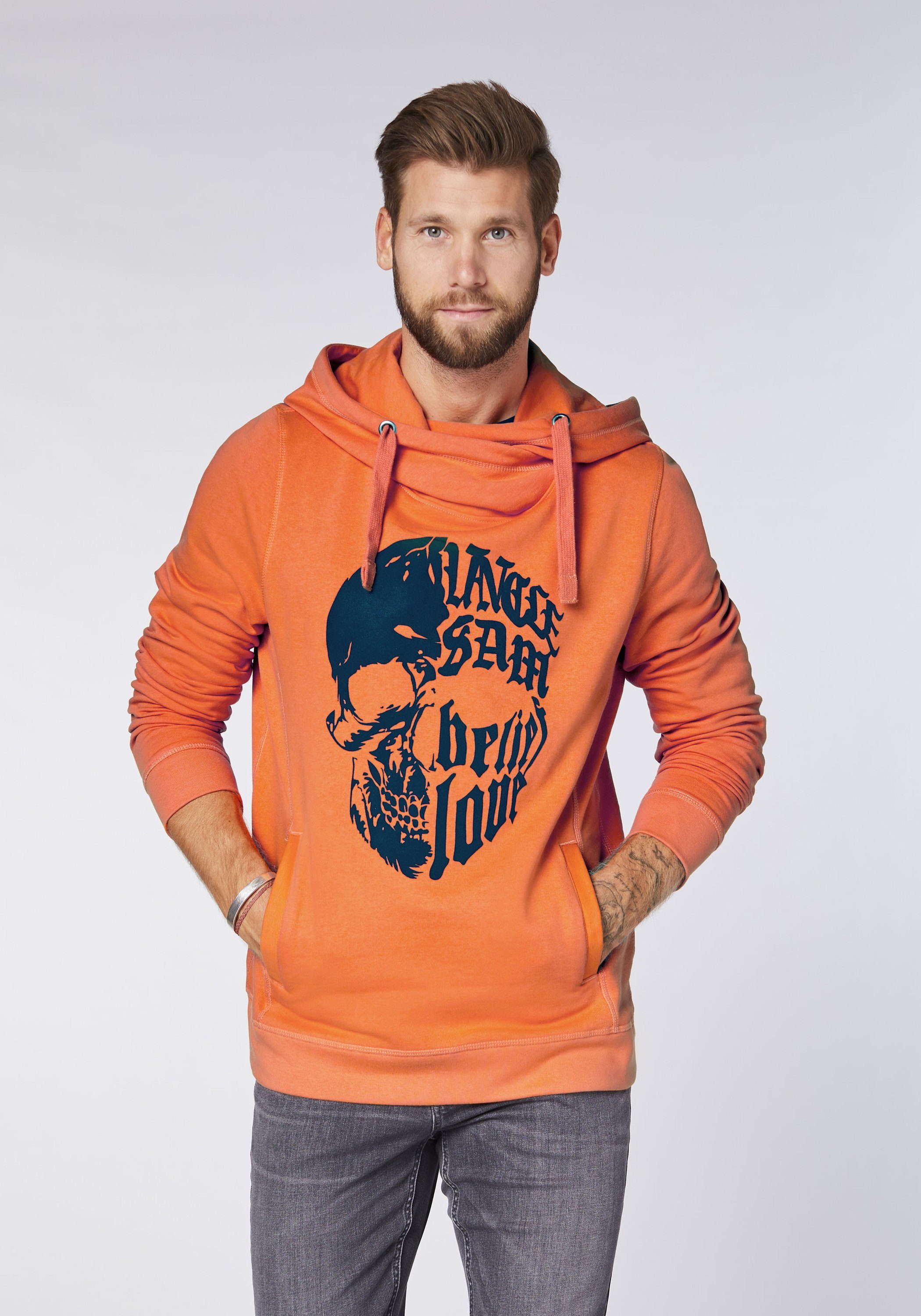 Orange Kängurutasche 16-1362 Uncle mit Kapuzensweatshirt Vermillon Sam