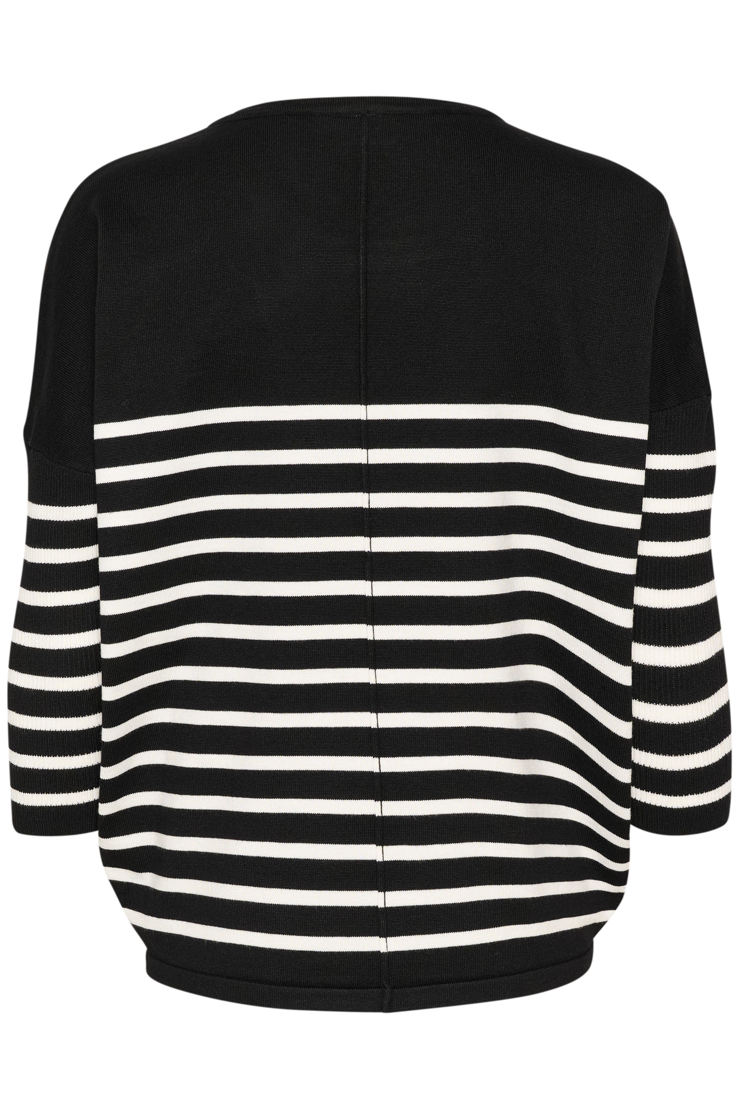 Saint Tropez Strickpullover MilaSZ R-neck Stripe Oversize Fit, Feinstrick, Viskosemischung