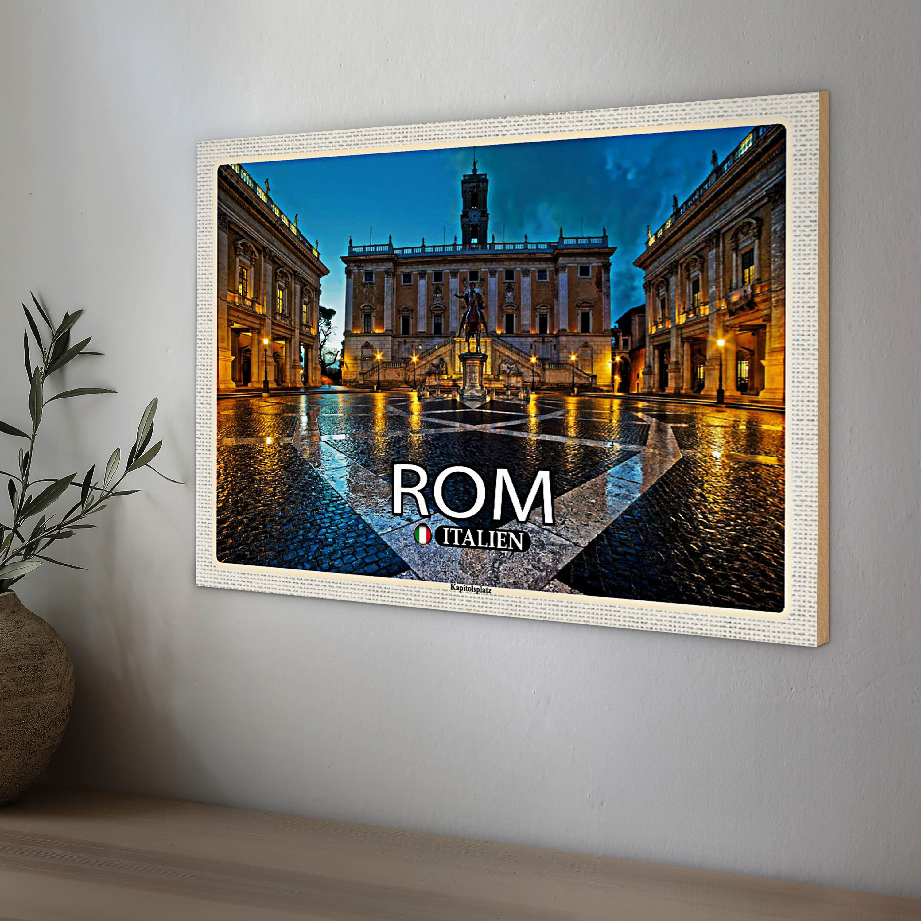 Roomando Holzbild Reise Rom Italien Kapitolsplatz Architektur 40x30cm