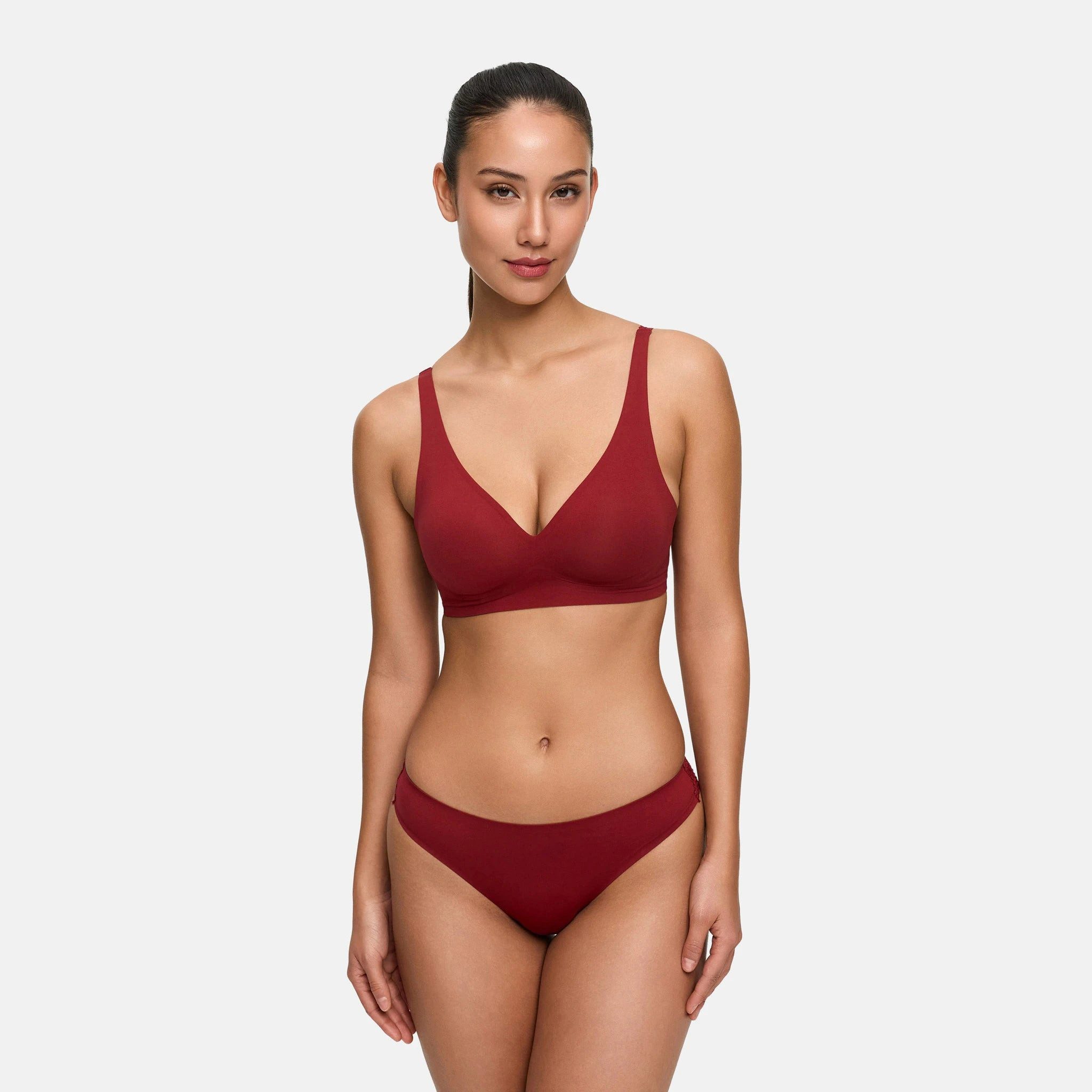 cfab by creamy fabrics Tanga Tanga mit Spitze, 3er Pack-Wine Red-3XL