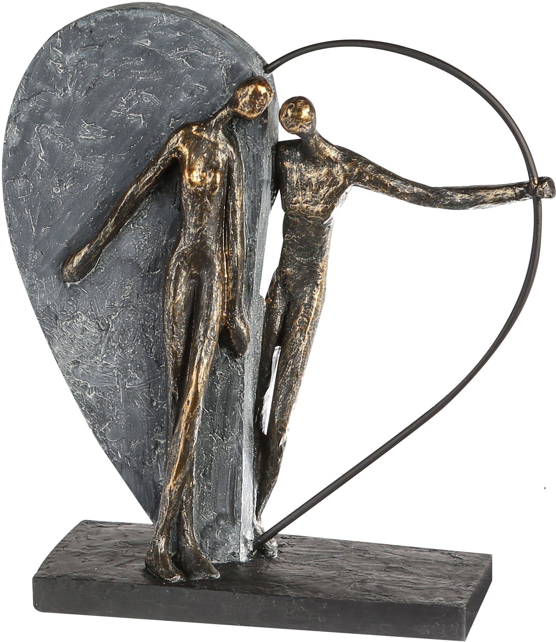 Dekofigur Skulptur Herzklopfen, bronzefarben/grau