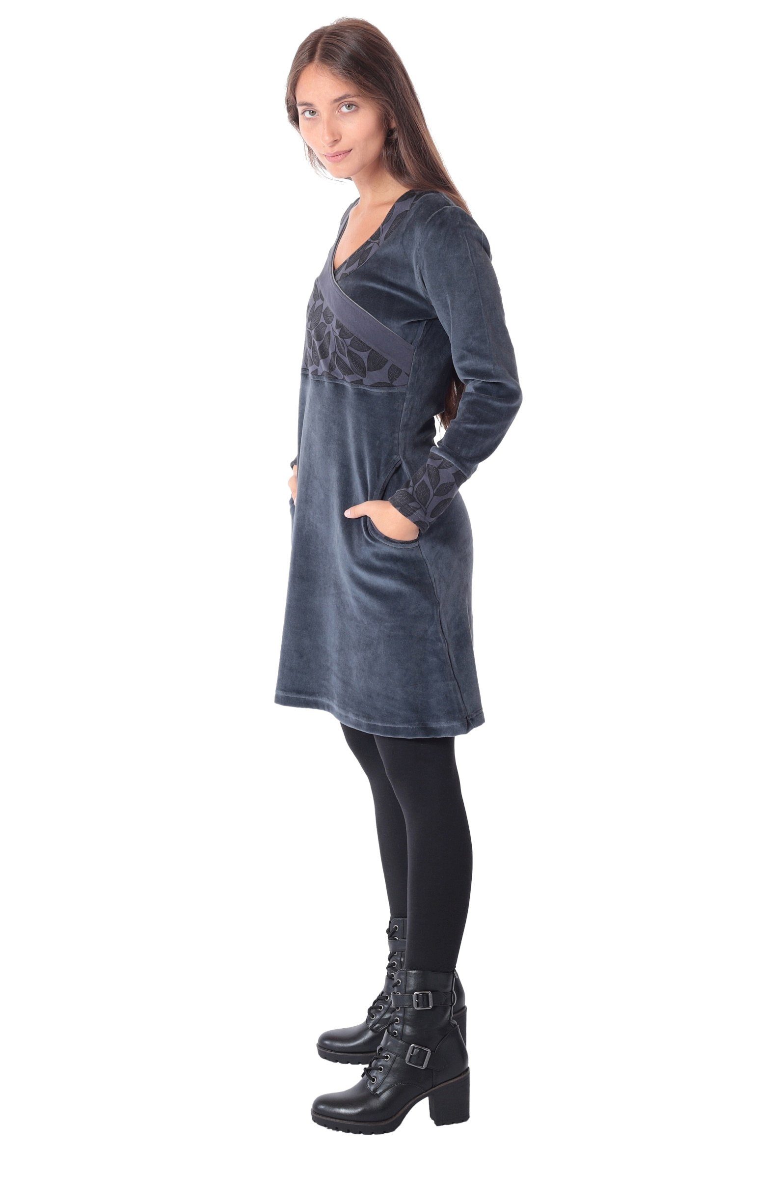 PUREWONDER Samtkleid Samtkleid Alternatives Kleid Nr. 36 Grau S figurbetont günstig online kaufen