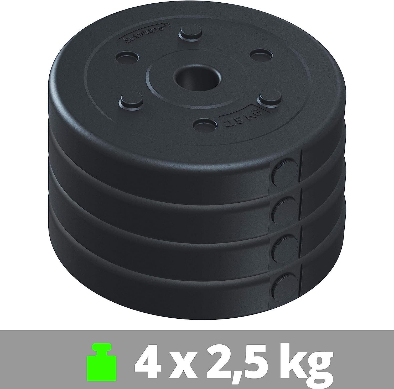 ScSPORTS® Hantelscheiben Set 10 Gewichte, kg Gewichtsscheiben Kunststoff 30/31mm (10002974-tlg)