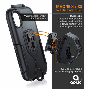 Aplic Handy-Halterung, (Fahrradhalterung mit Schutzhülle für Iphone X & XS Spritzwasserschutz)