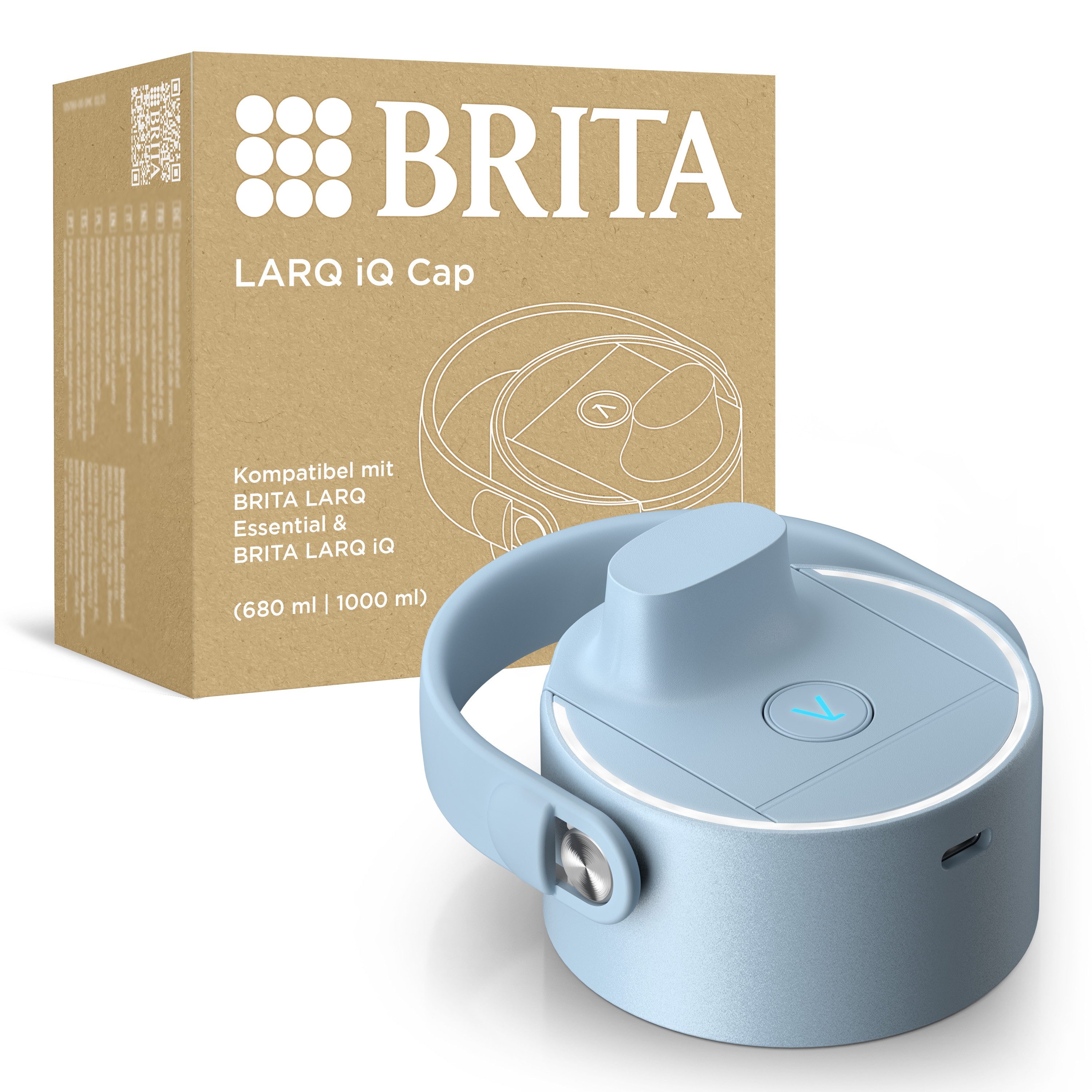 BRITA Flaschenverschluss BRITA LARQ iQ Cap für BRITA LARQ Essential Trinkflaschen, (BRITA LARQ iQ Cap blau für BRITA LARQ Essential Trinkflaschen), Digitaler Deckel Hydration Tracking in der BRITA App, UV-C Technologie