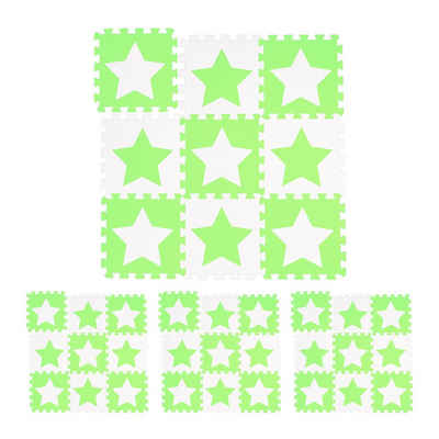 relaxdays Spielmatte »36 x Puzzlematte Sterne weiß-grün«