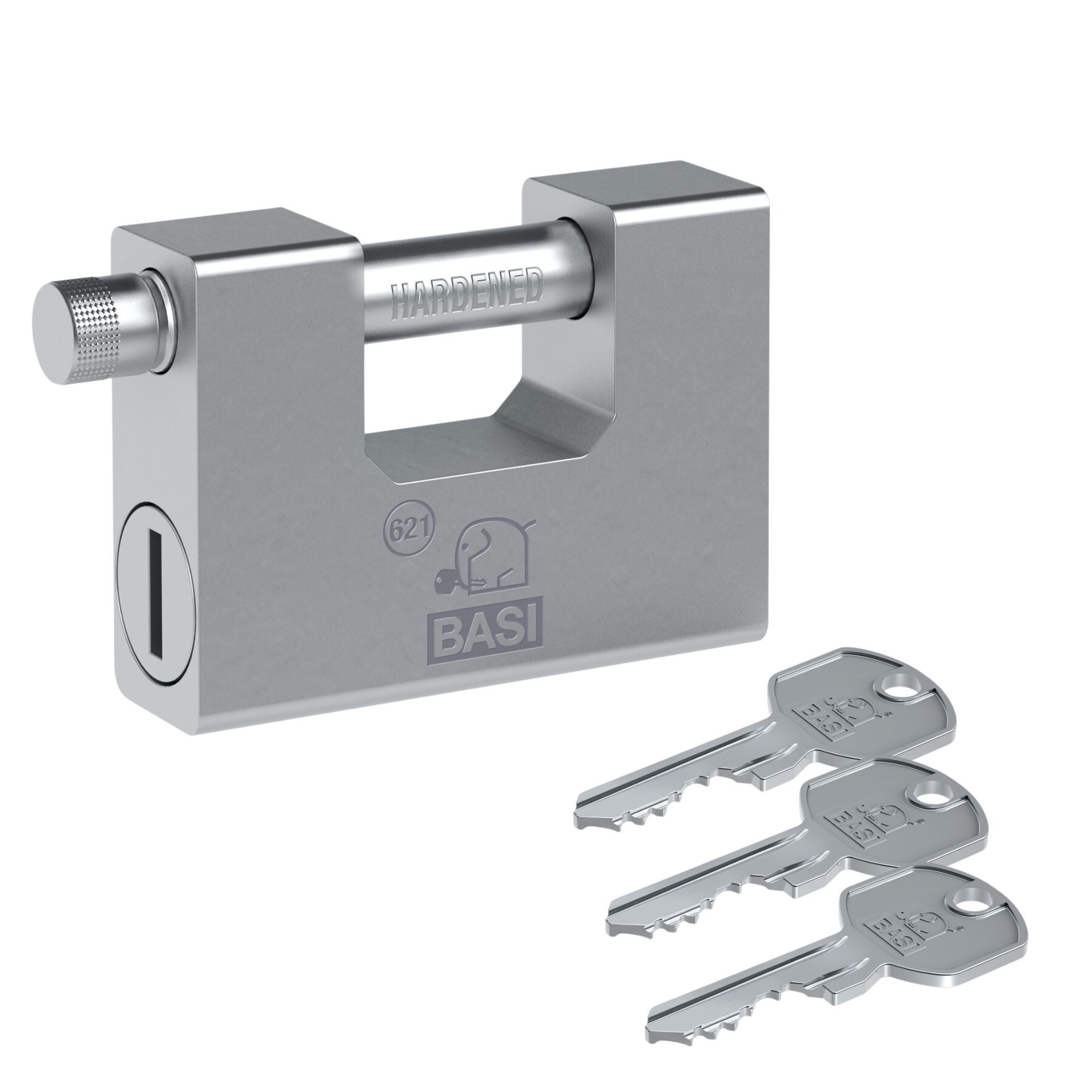 BASI Vorhängeschloss Vorhangschloss, (Packung, 1-tlg), mit ZA, massives Stahlgehäuse, VS, inkl. 3 Schlüssel, Bolzen Ø13mm