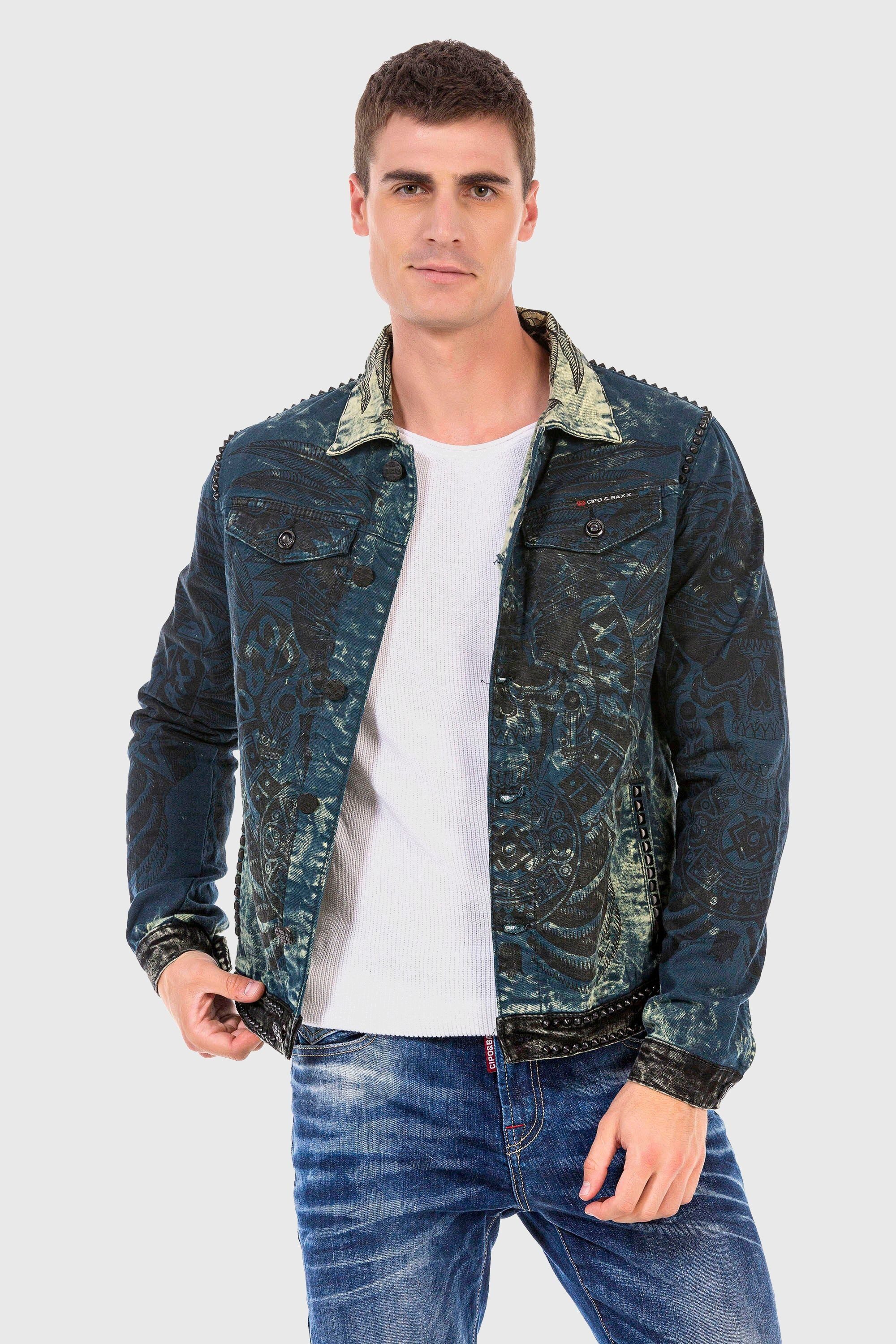 Cipo & Baxx Jeansjacke Jacke mit Allover-Print