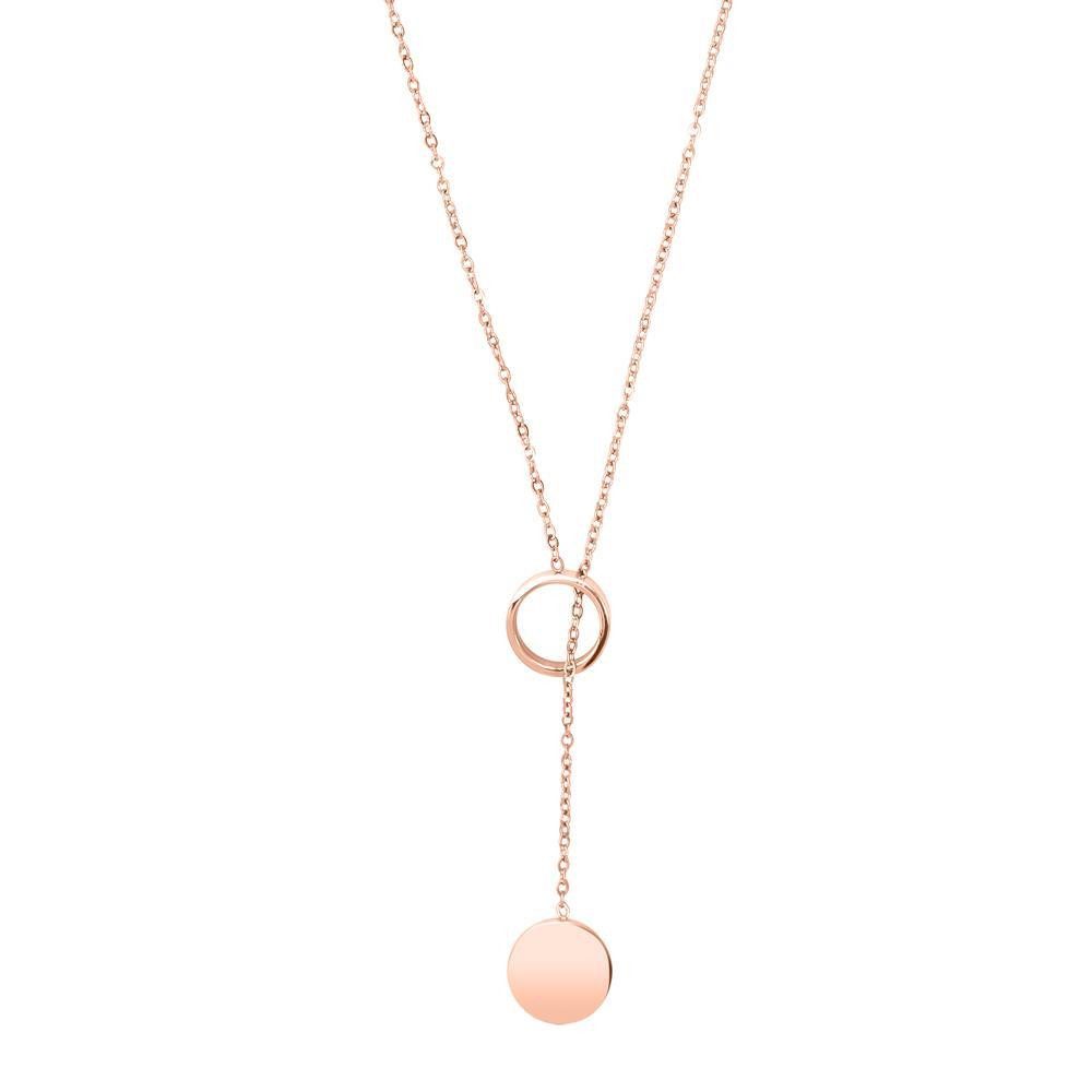 Unique Y-Kette Rosé Vergoldetes Edelstahl mit modernem Kreis Design N5103