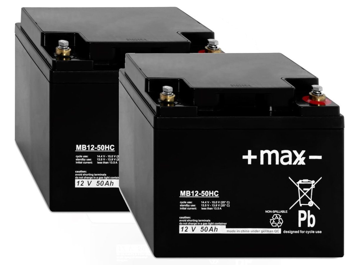 maxx- 2x passend 12V für 24V Bleiakkus Ortopedia 50Ah AGM Elektromobil