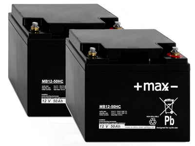 +maxx- 2x 12V 50Ah passend für Ortopedia 24V Elektromobil AGM Bleiakkus, zyklenfest