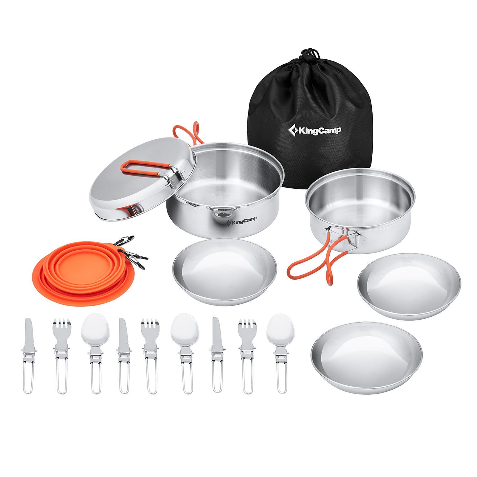 KingCamp Topf-Set Topf Pfanne Koch Set Geschirr II Kochset Camping Pro, Stahl Adventurer