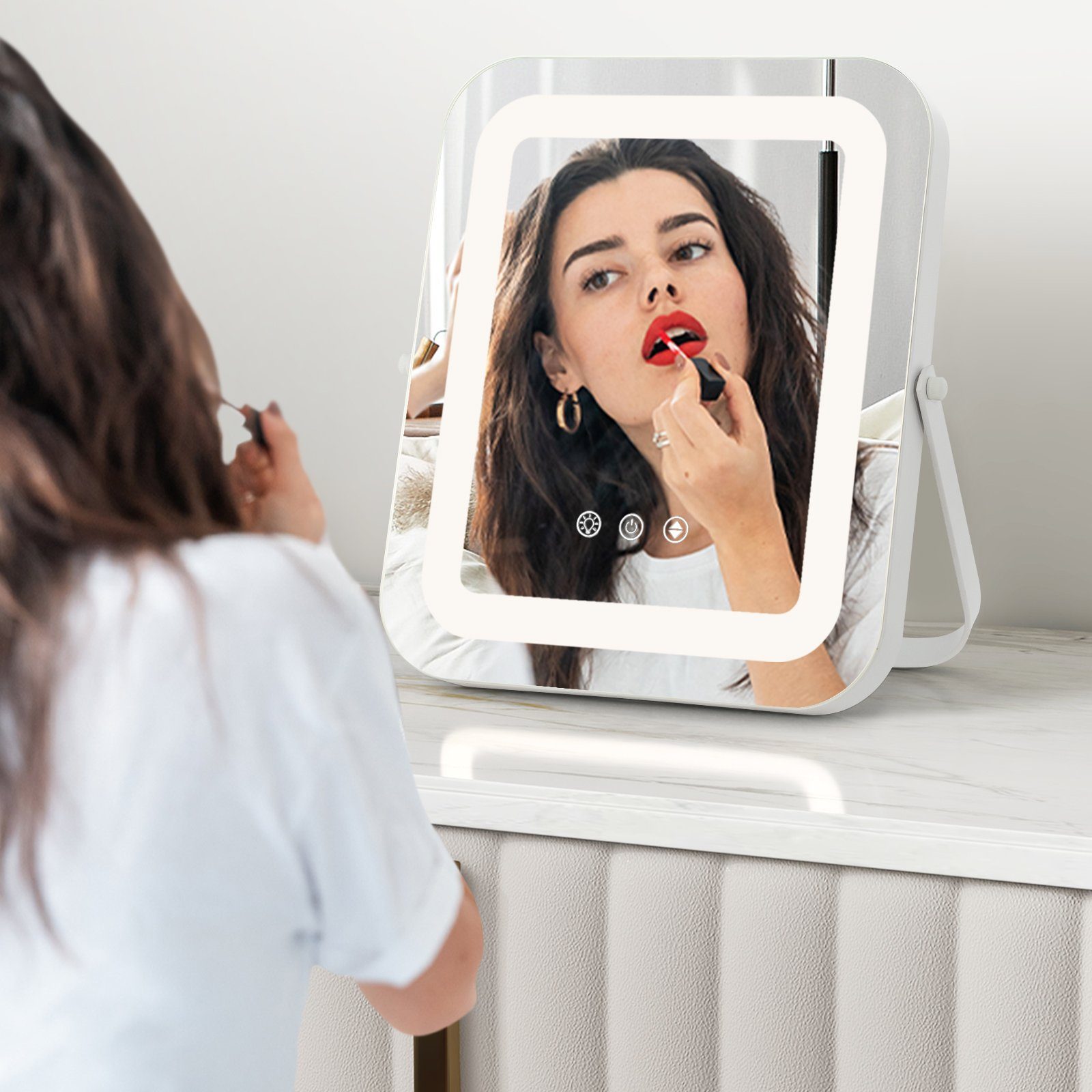 COSTWAY Schminkspiegel (1-St), LED Kosmetikspiegel, 360° günstig online kaufen