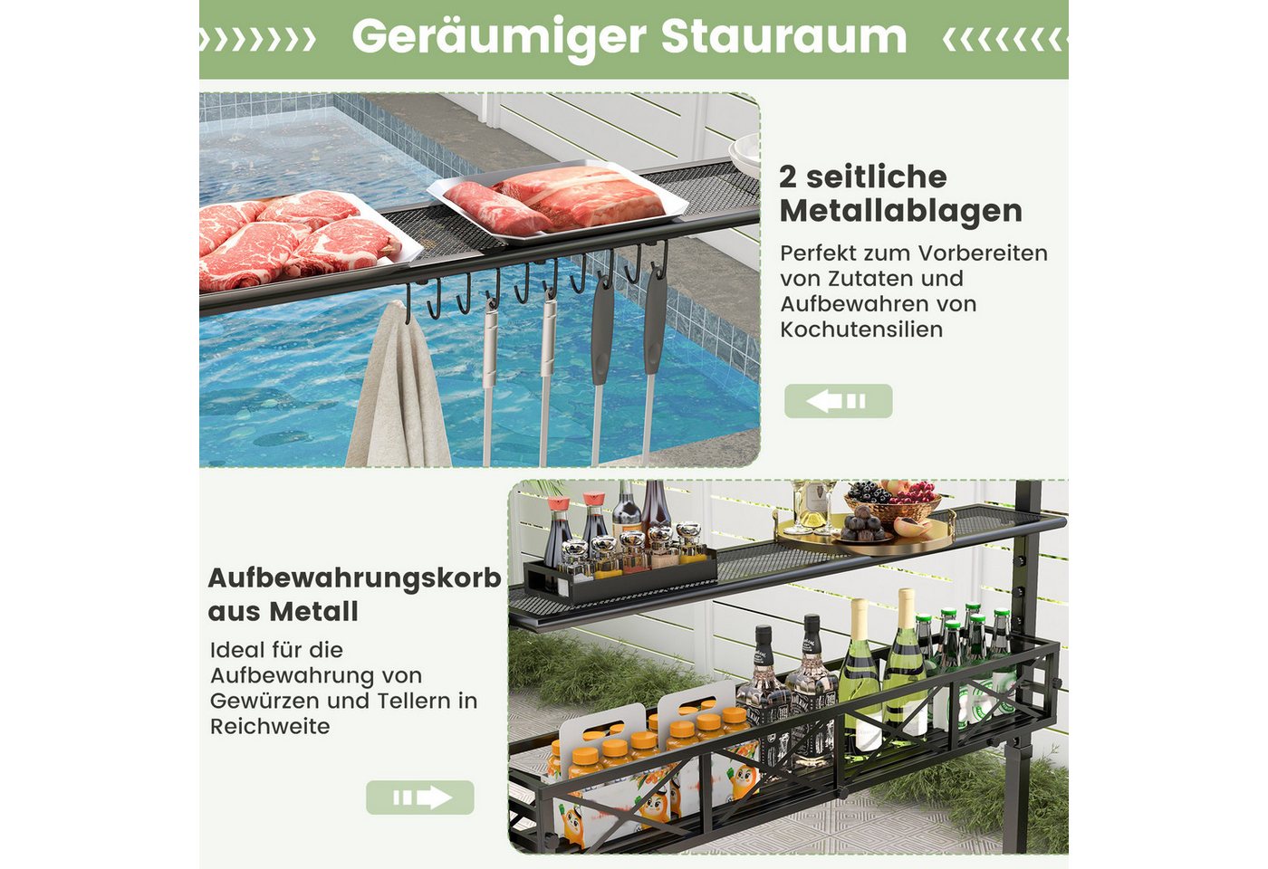 Thumbnail - COSTWAY Grillpavillon, 242 x 153 x 250 cm BBQ Pavillon
