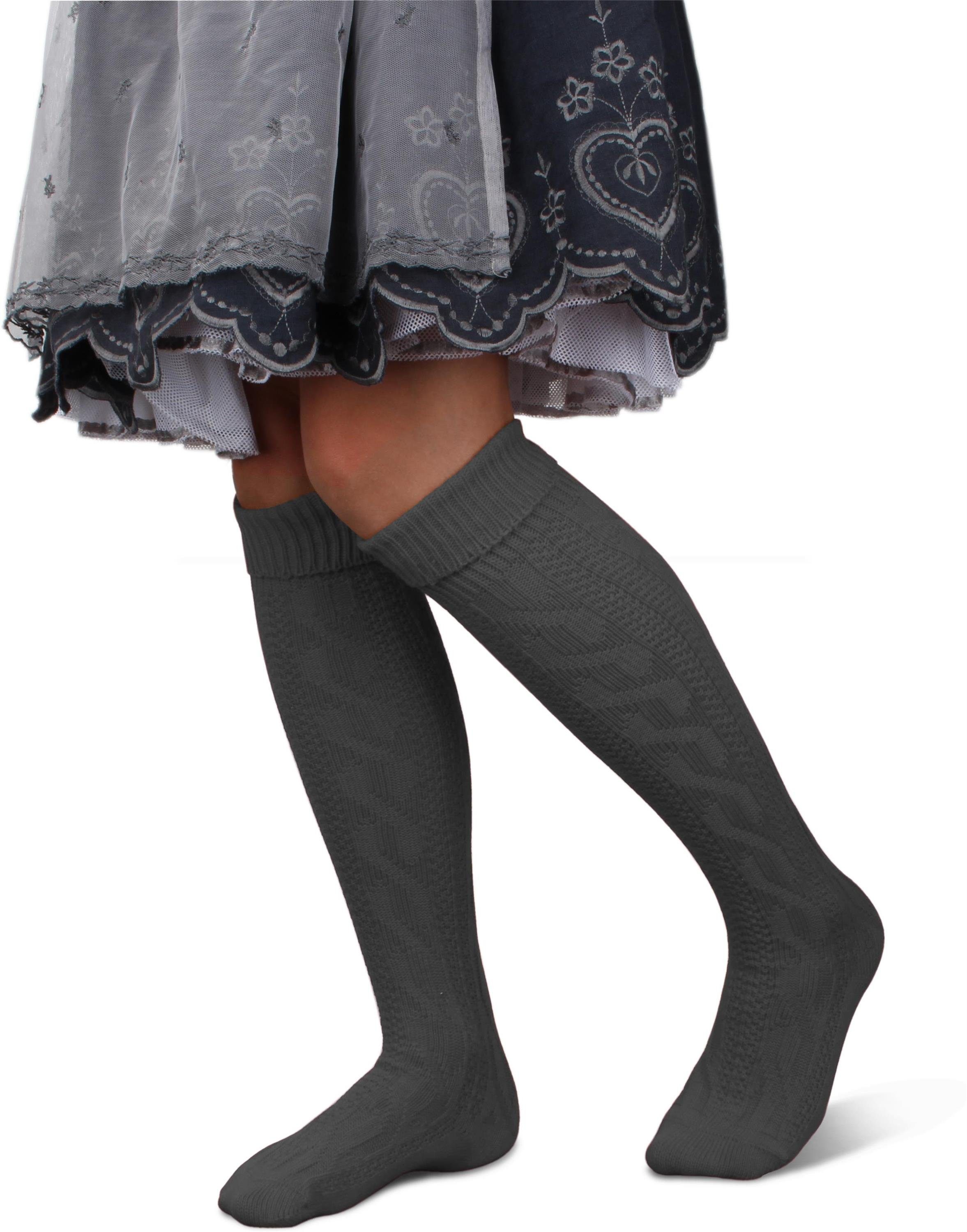 normani Trachtensocken Trachten-Kniestrümpfe (1 Paar) Traditionelles Zopfmuster