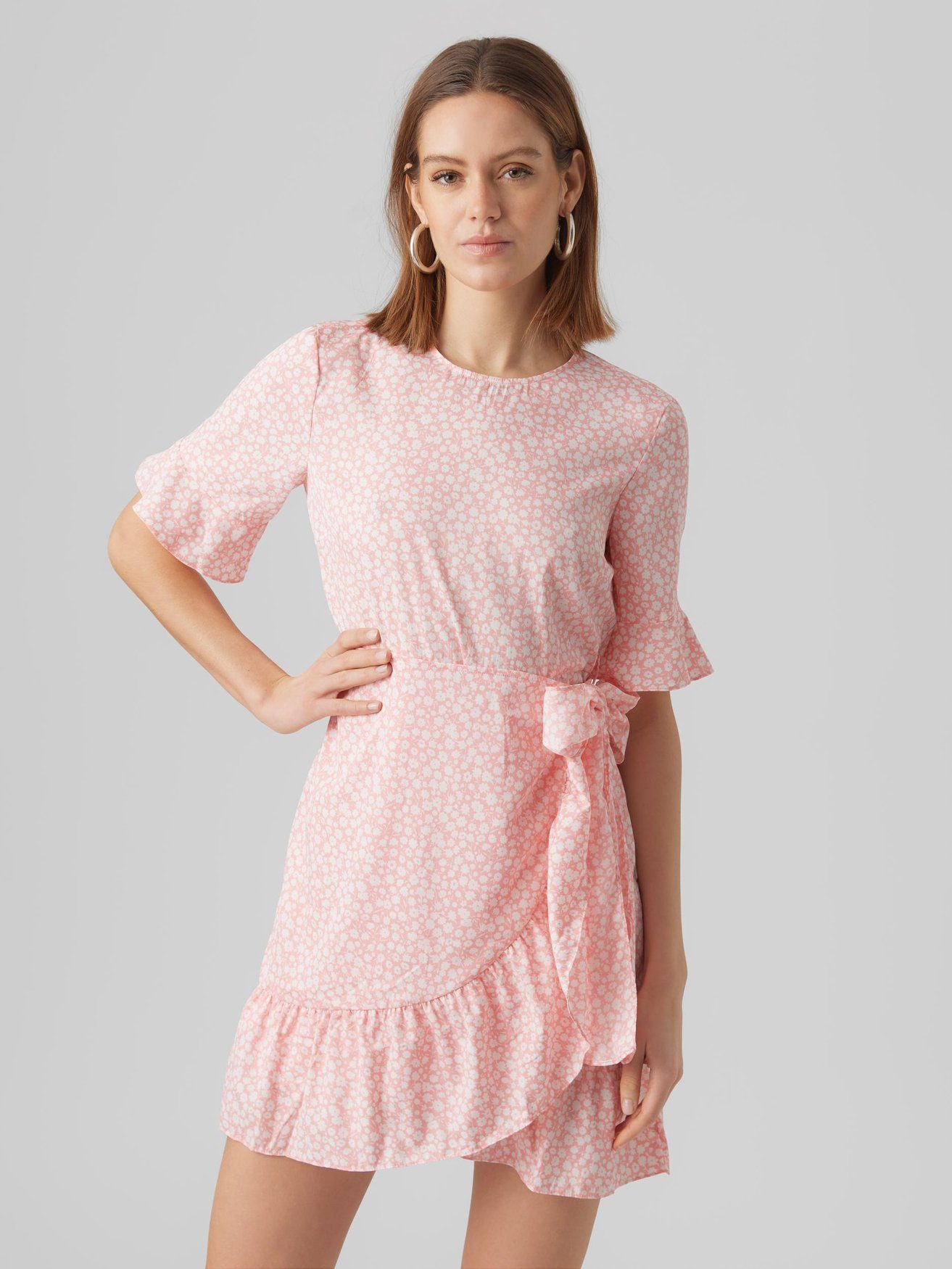 Shirtkleid in Moda Kleid Wickel Pink (kurz) VMHENNA 5775 Mini Vero Kurzes