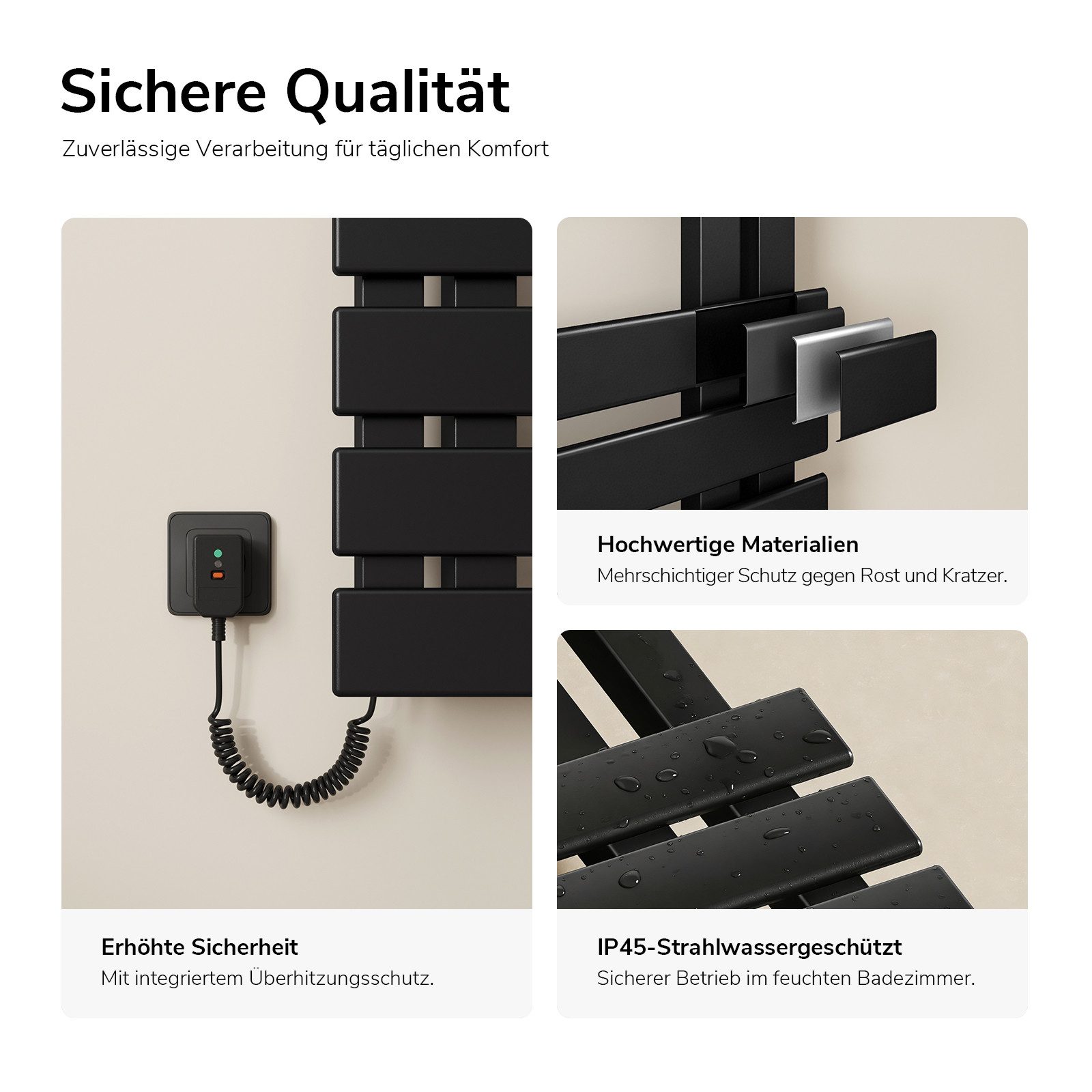 EMKE Elektrischer Badheizkörper Handtuchtrockner mit Smart Thermostat WLAN-/App-Steuerung Timer, Ausführung Link/recht Designheizkörper Flach Badheizkörper 135× – Bild 5 von 5