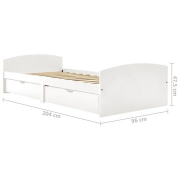 vidaXL Bett Massivholzbett mit 2 Schubladen Weiß Kiefernholz 90x200 cm