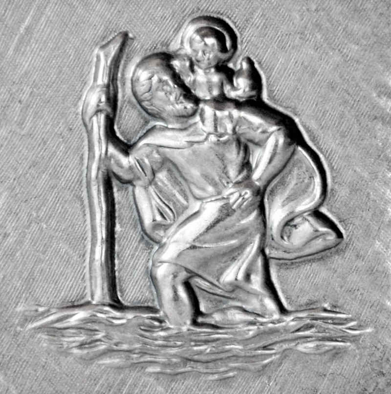 HR Autocomfort Metallschild Kleine Plakette Heiliger Sankt Christophorus 2,8 cm Relief Metall