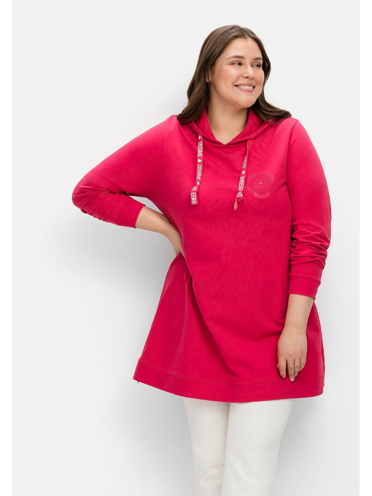 Große seitlichen Sweatshirt Sheego Größen mit Zippern