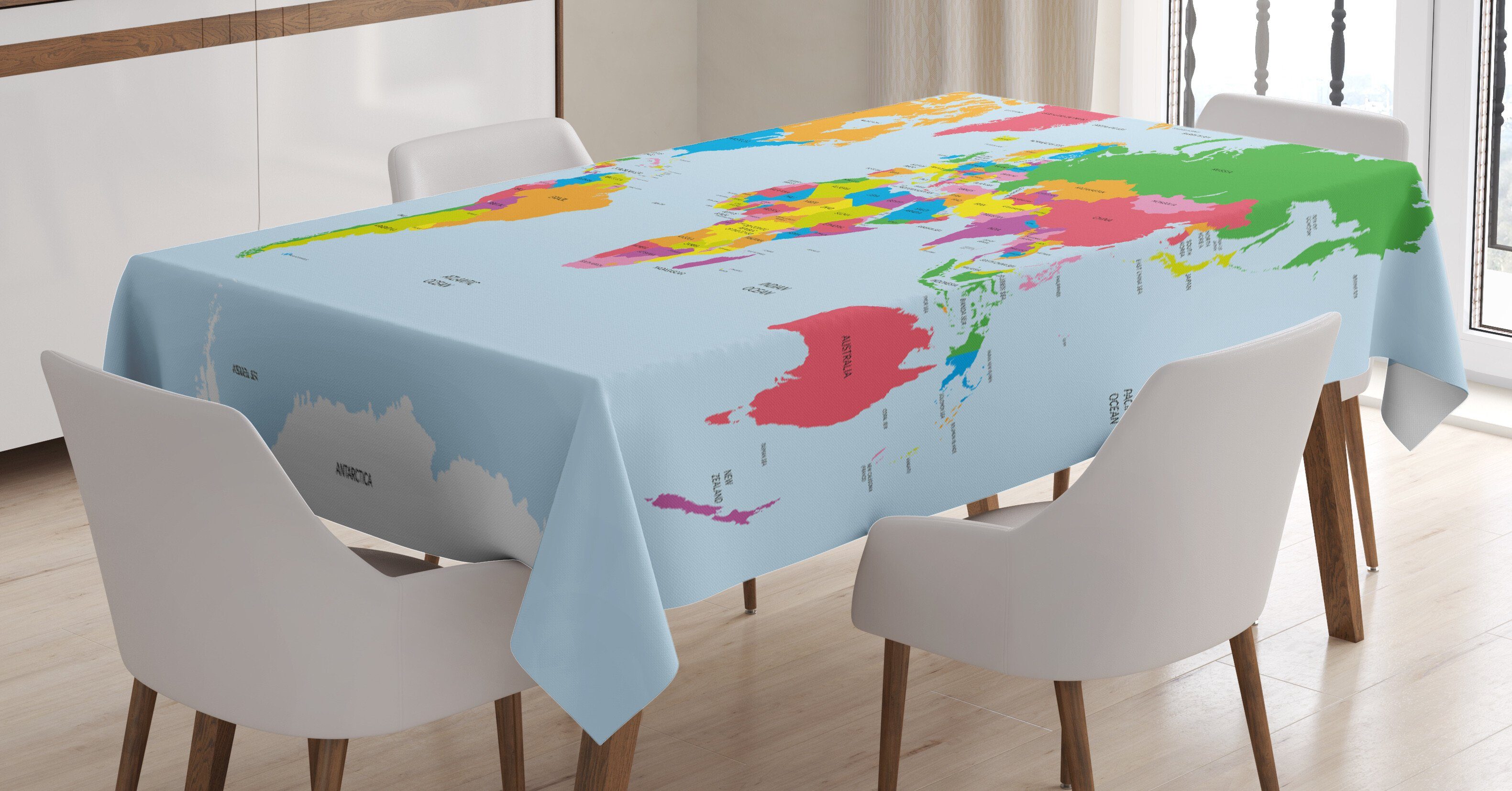 Abakuhaus Tischdecke Farbfest Waschbar Politische Farben, Für Außen geeignet Klare Welt Karte Bereich den Bunte