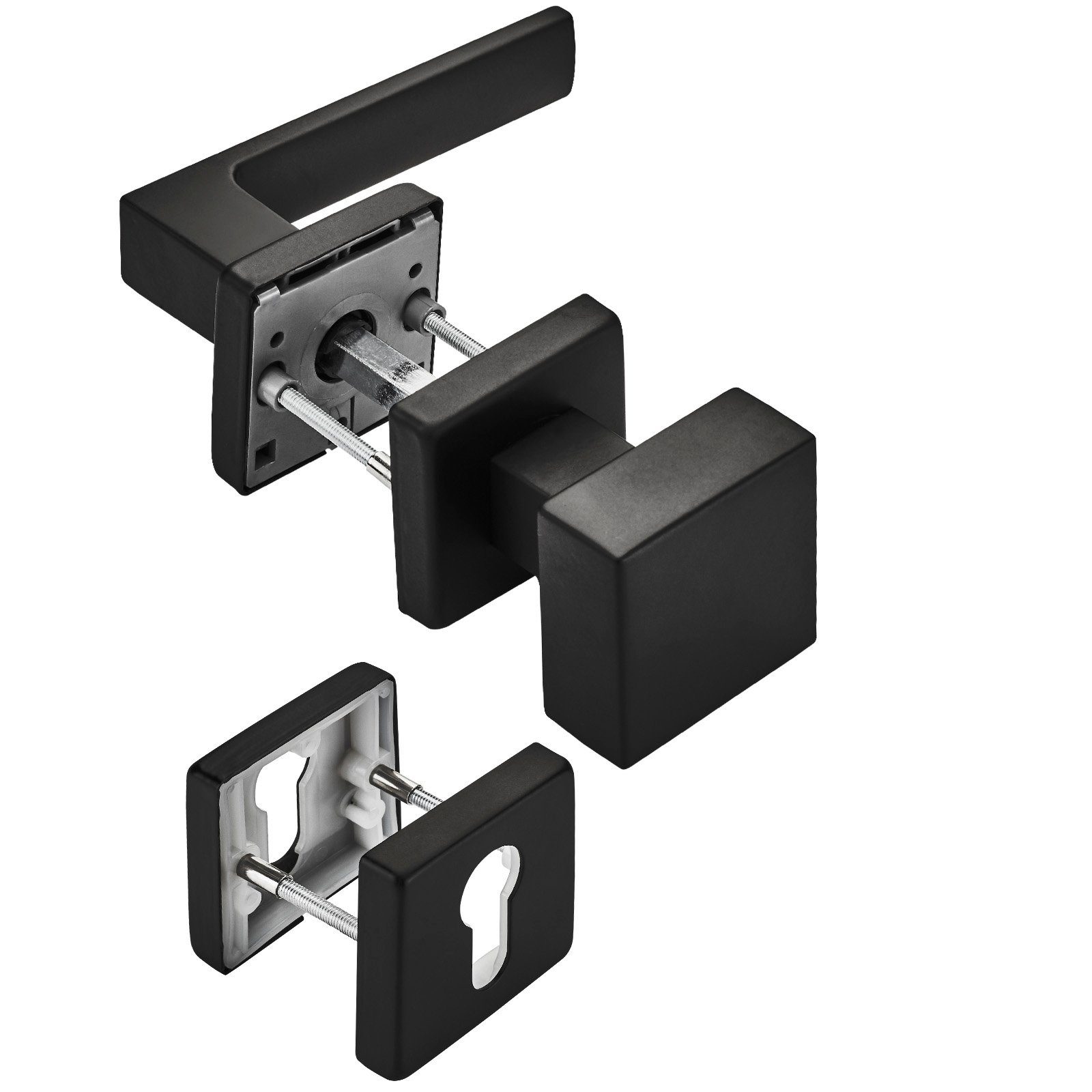 SO-TECH® Drückergarnitur Türdrücker CUBE schwarz 120 x 22 mm Vierkant 8 x 8 mm, Wechselgarnitur Türknauf und Türdrücker