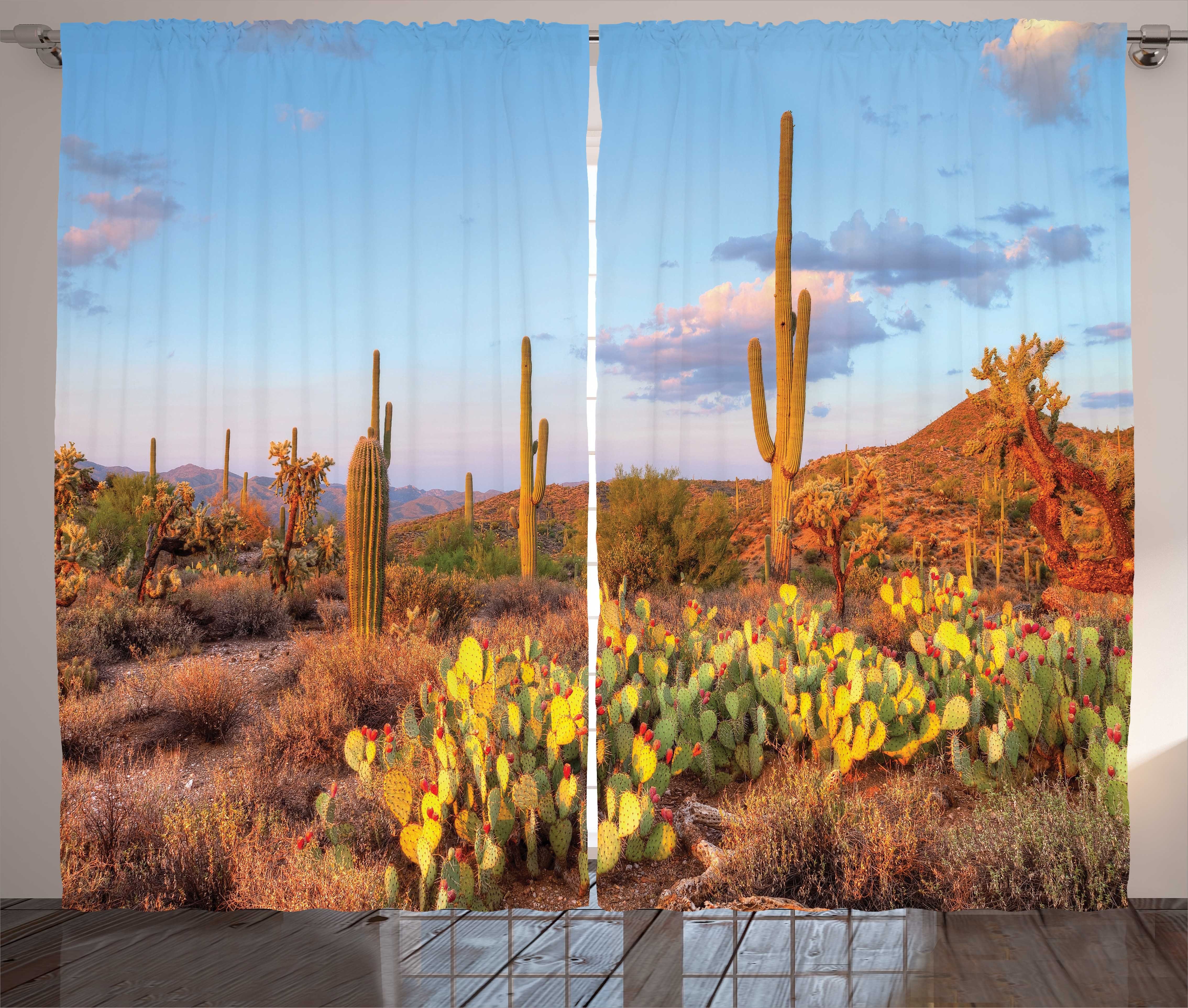 Gardine Schlafzimmer Kräuselband Vorhang mit Schlaufen und Haken, Abakuhaus, Arizona Cacti in Sonora-Wüste