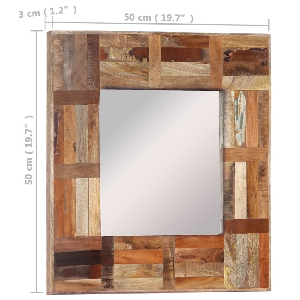 Massiv Altholz Wandspiegel 50x50 vidaXL Spiegel cm (1-St) Braun