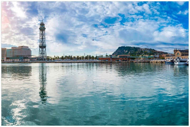 Wallario Poster, Panorama des Hafens von Barcelona, in verschiedenen Ausführungen