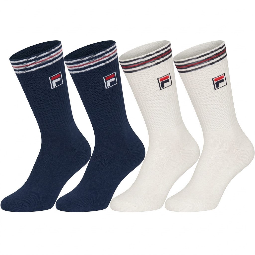 Fila Sportsocken UNISEX TOP QUALITY FULL TERRY VINTAGE SOCKS (4 Paar) sportliches Design mit Logodetail
