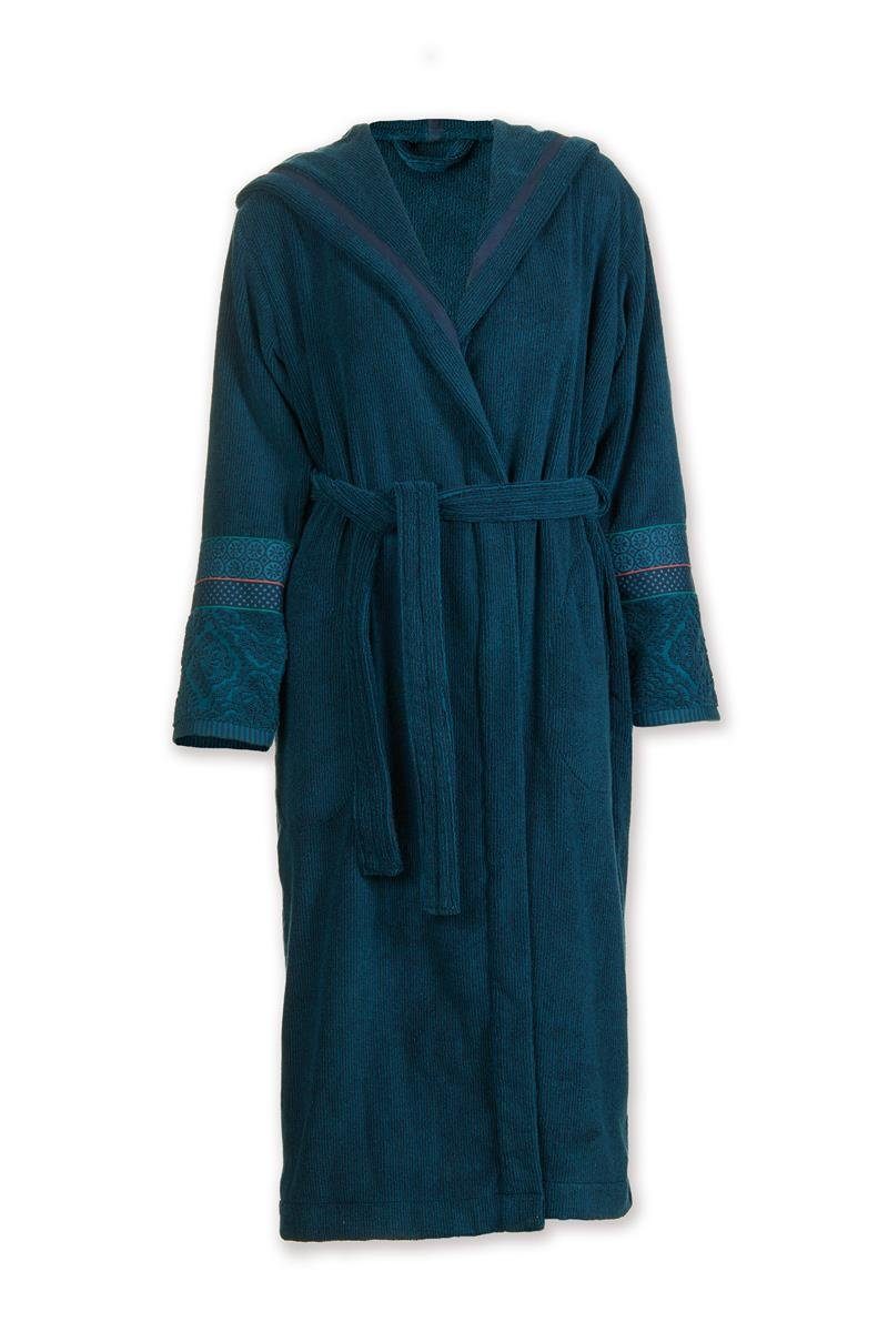 PiP Studio Bademantel Soft Zellige Bathrobe Dark Blue S Dunkelblau 100% Cotton, terry, Bademantel Damen und Herren Morgenmantel Frottee