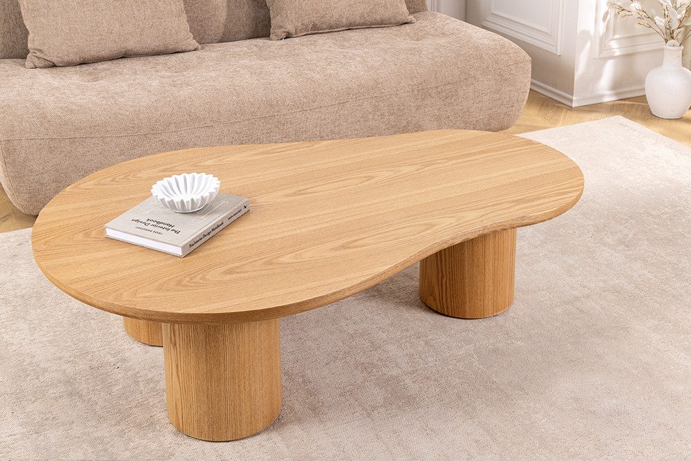 riess-ambiente Couchtisch ORGANIKO 130cm natur - Eiche, Echtholz-Furnier, organische Form (Einzelartikel), Skulpturaler Couchtisch - ideal für Ess- und Wohnzimmer oder TV-Ecke