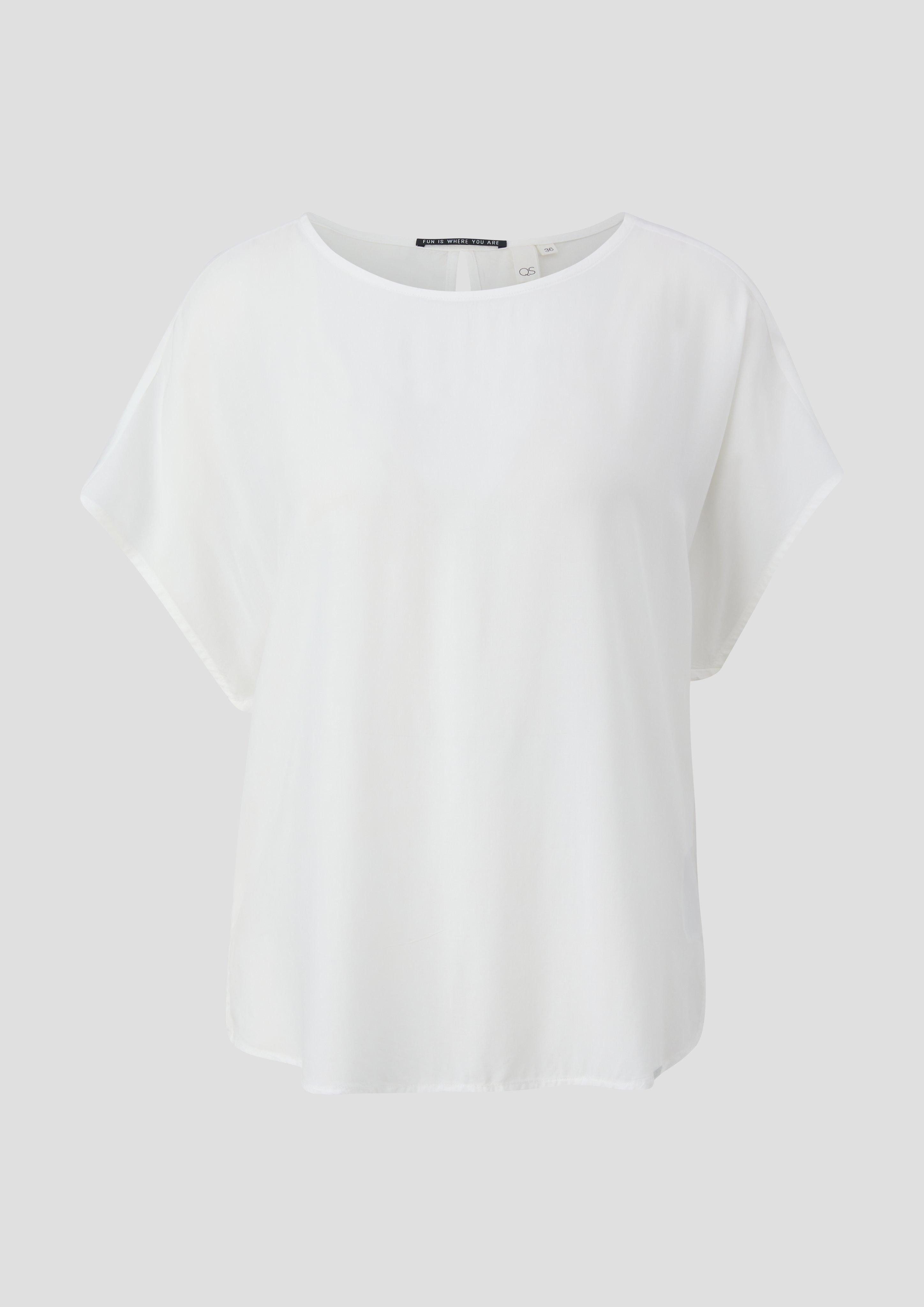 QS Kurzarmbluse Oversized Viskose-Bluse mit verlängertem Rückenteil günstig online kaufen