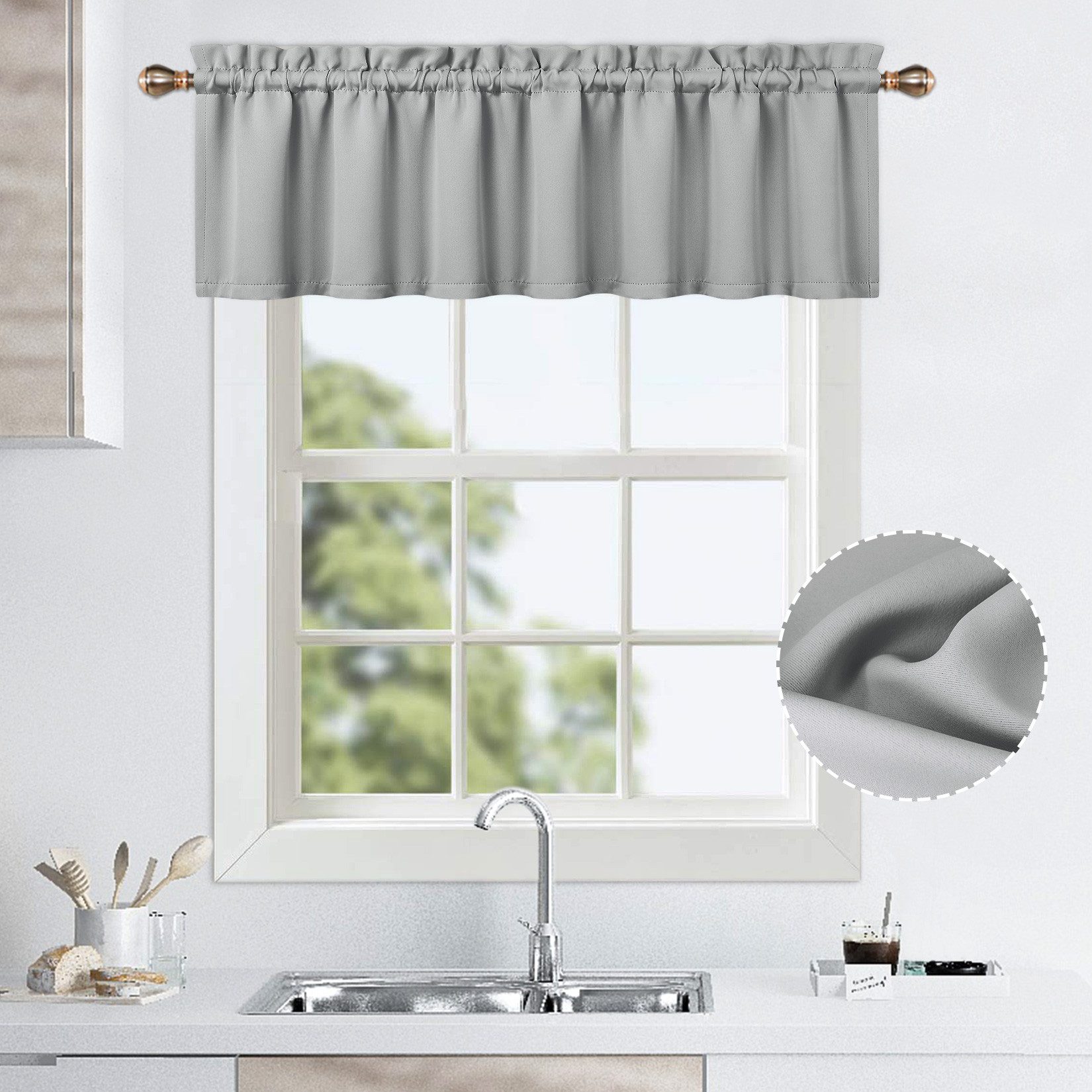 GarveeMore Gardine Verdunkelungsvorhang Scheibengardine Panneaux Kuvertstore, Thermoisolierende Verdunkelungsvorhänge für Küche und kleine Fenster – Bild 2 von 5