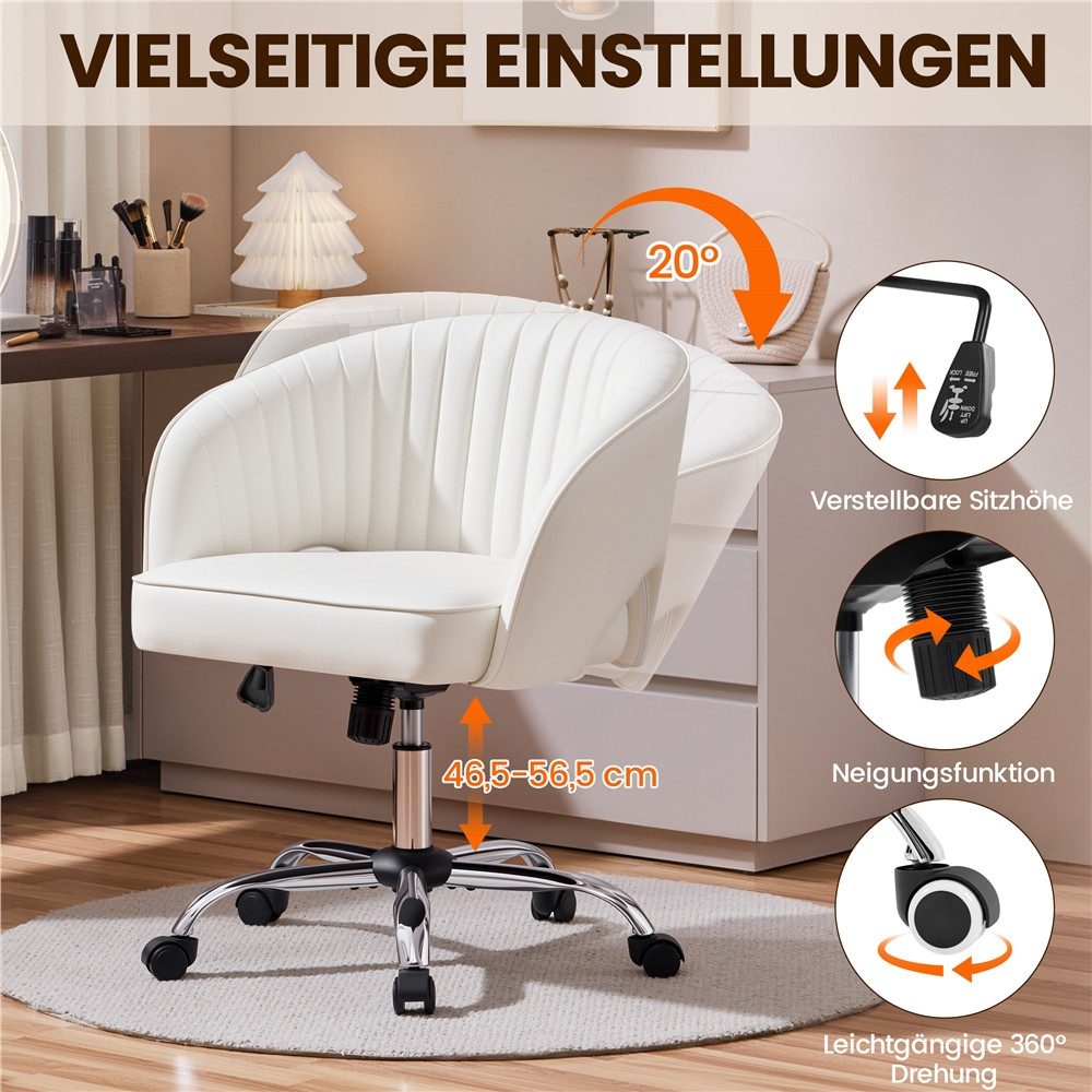 Yaheetech Drehstuhl Höhenverstellbarer Polsterstuhl mit Schaukelfunktion, Bürosessel 360° Drehbar für Zuhause/Büro – Bild 5 von 5
