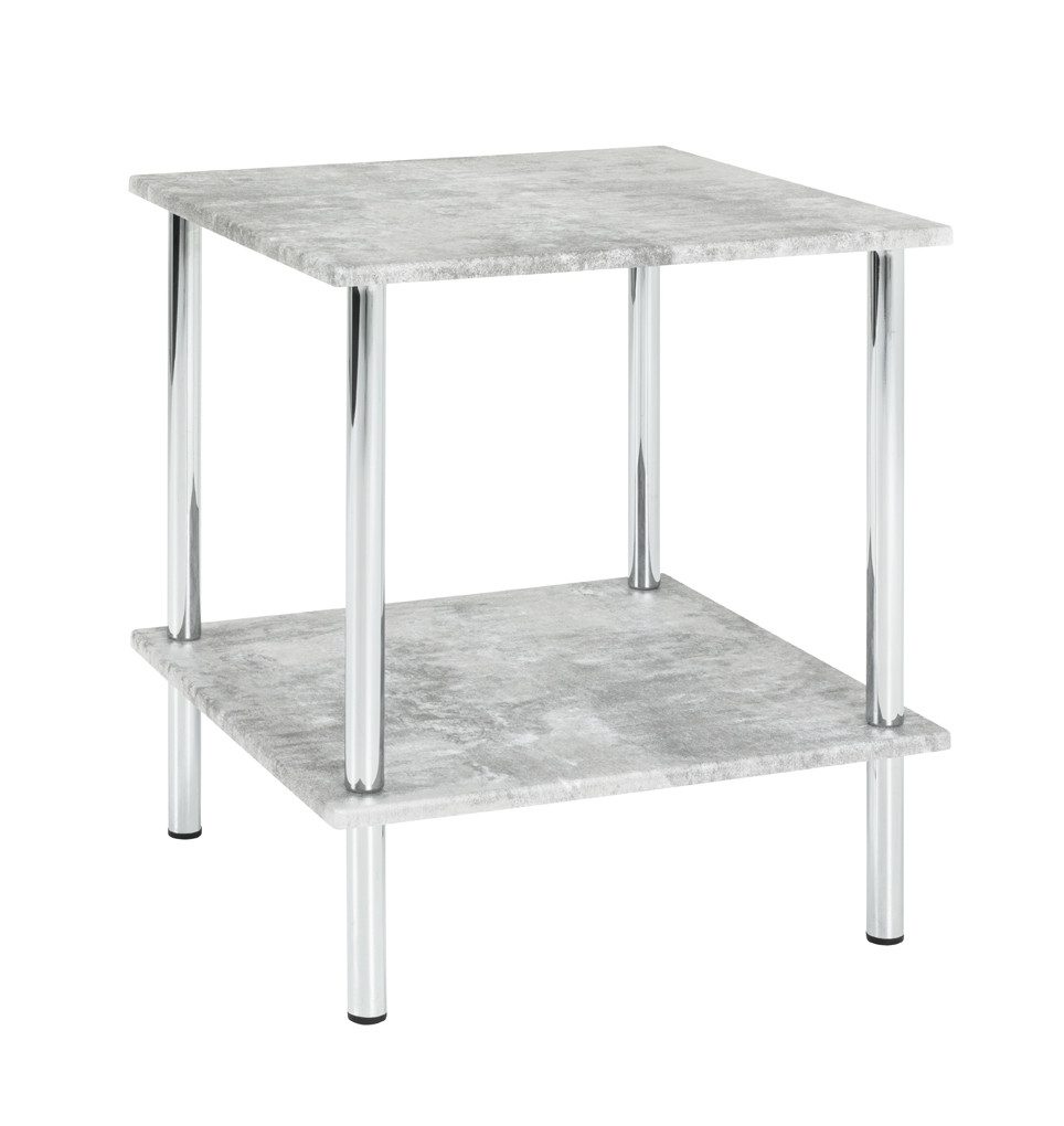 HAKU Beistelltisch Beistelltisch betonoptik chrom-Sofatisch Metall,MDF-B 39xH 45xT 39cm (1 Stück), Beistelltisch aus Metall, Sofatisch, Wohnzimmertisch