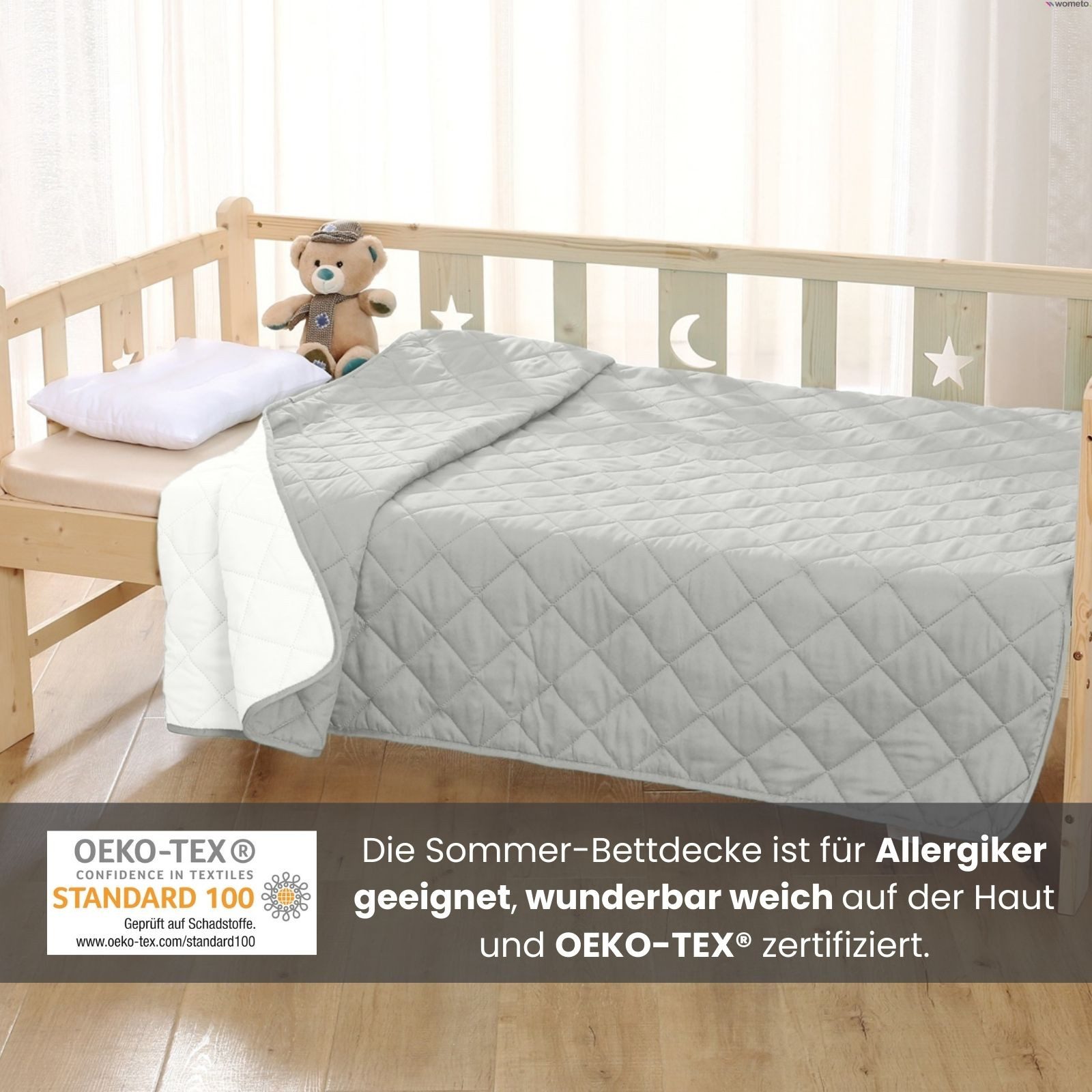 wometo Microfaserbettdecke Camping, 3 Deckengrößen, Füllung: Kunstfaser, OEKO-TEX®, leichte Zudecke / gesteppte Bettdecke für Sommer