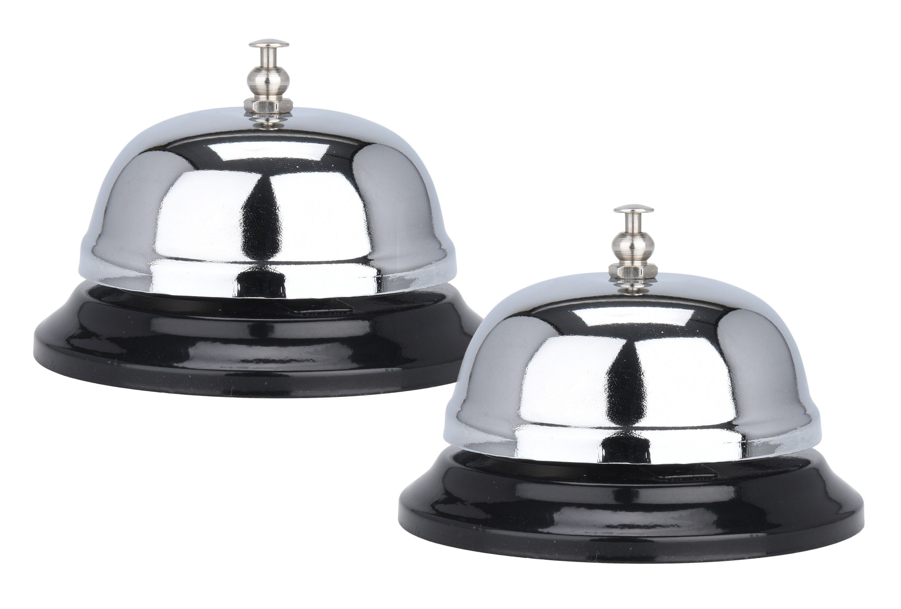 Spetebo Türklingel-Set Metall Tischglocke 2er Set silber - 8,5 cm, (Set, 2-tlg., 2er Set), Hotel Rezeption Empfang Tisch Klingel Glocke