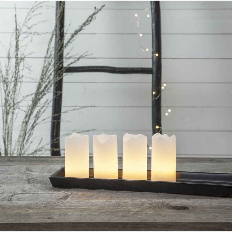 MARELIDA LED-Kerze LED Kerzenset Adventskerzen Echtwachs flackernd Timer Fernb. 4St weiß (4-tlg)