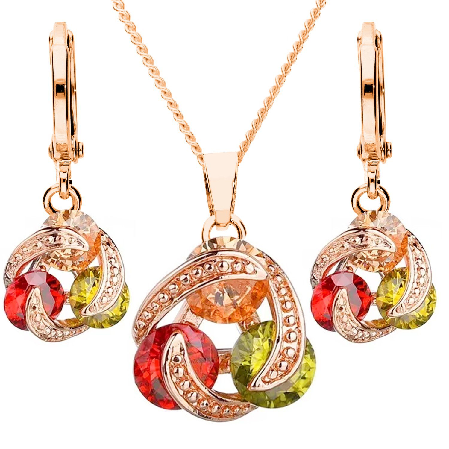 LÖB Ohrring und Ketten Set 18K Roségold vergoldet Kette Creolen Set Ring An günstig online kaufen