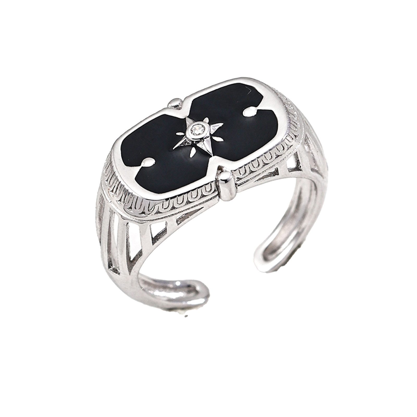 Jumpeak Silberring ring silber 925 damen,ring schwarz,ring blau,18k vergoldet,ring damen, ringverstellbar,damengeschenk,schwestergeschenk,brudergeschenk,2Farben